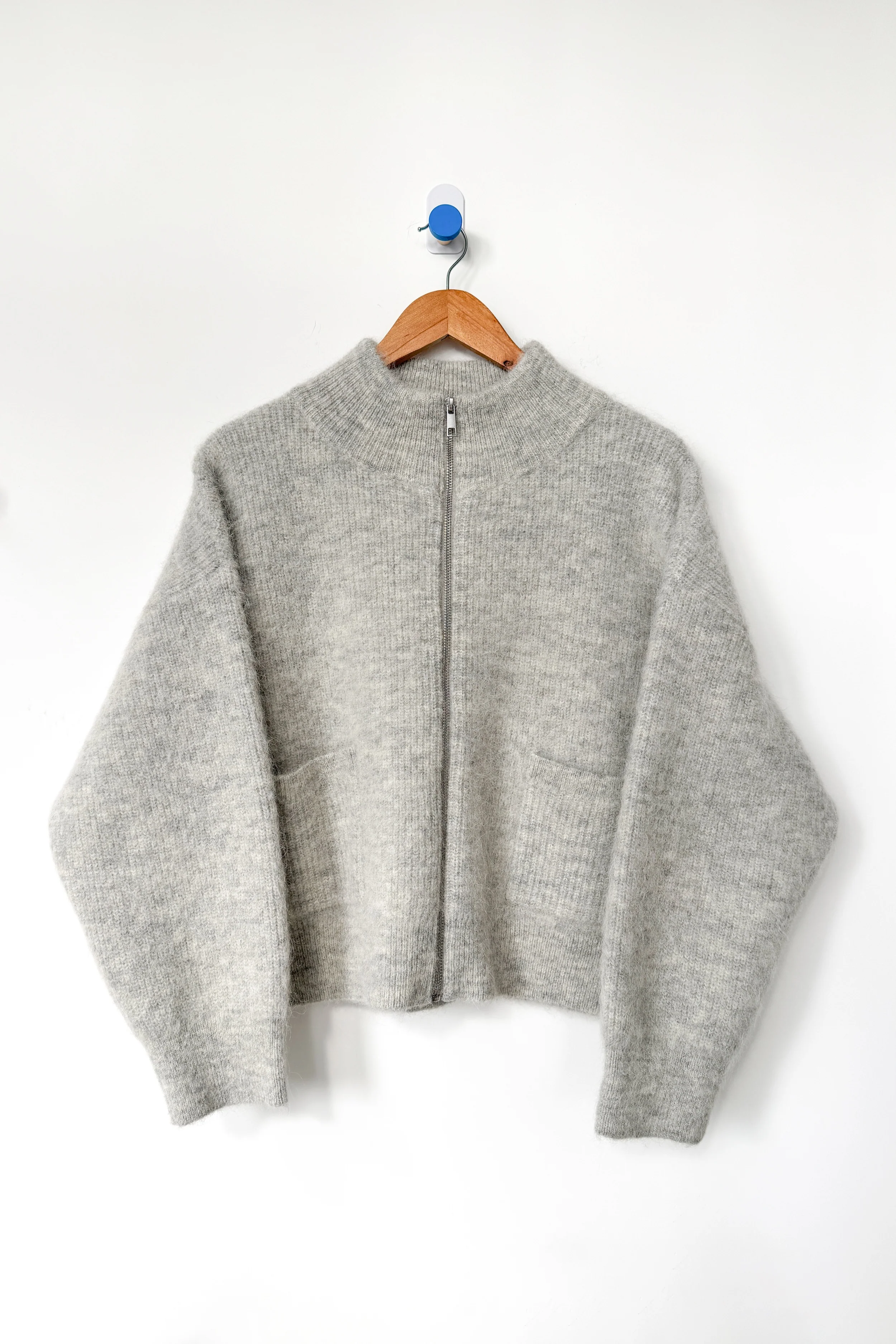 Alpaca Zip Front Jacket- Light Grey - Image 5