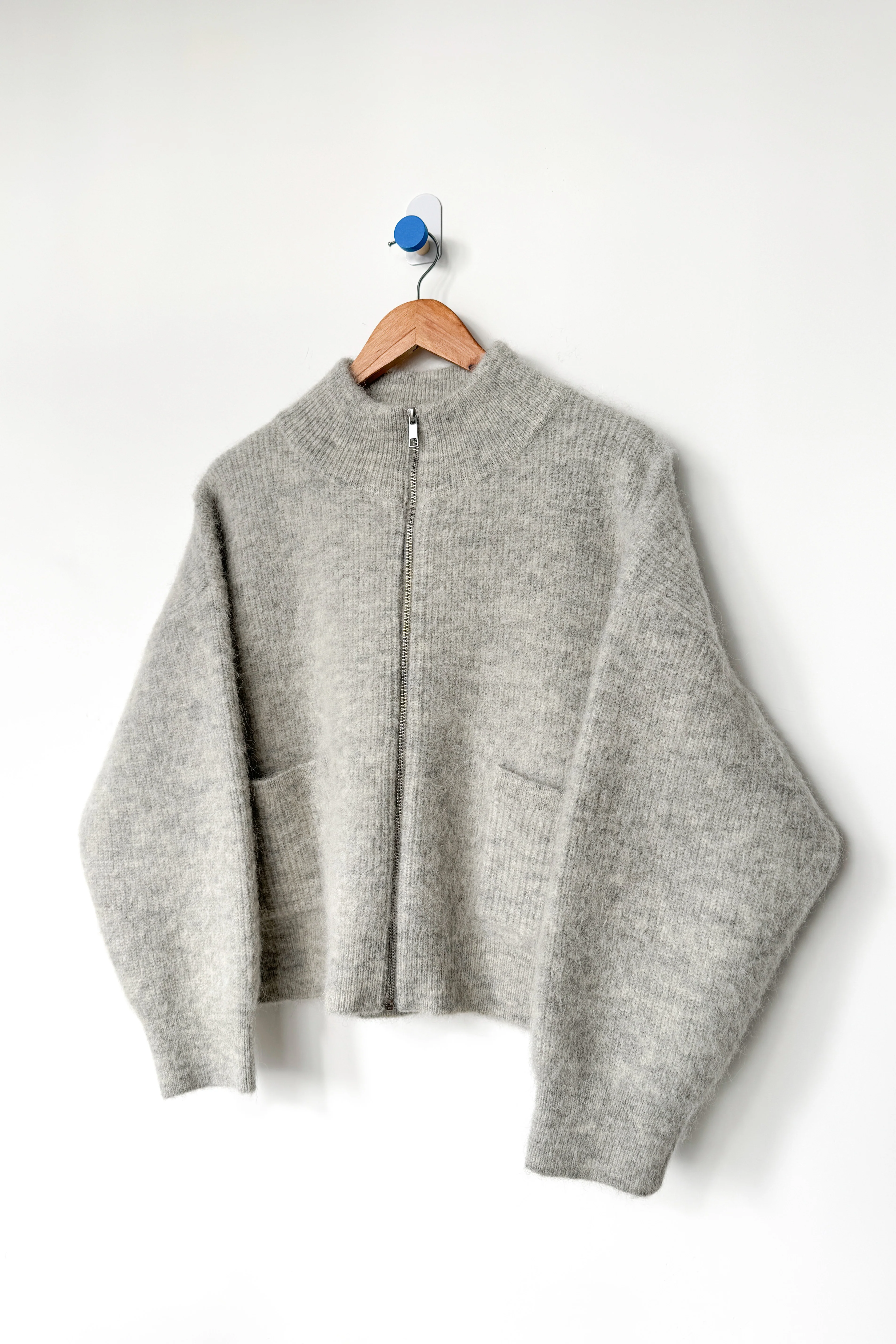 Alpaca Zip Front Jacket- Light Grey - Image 6