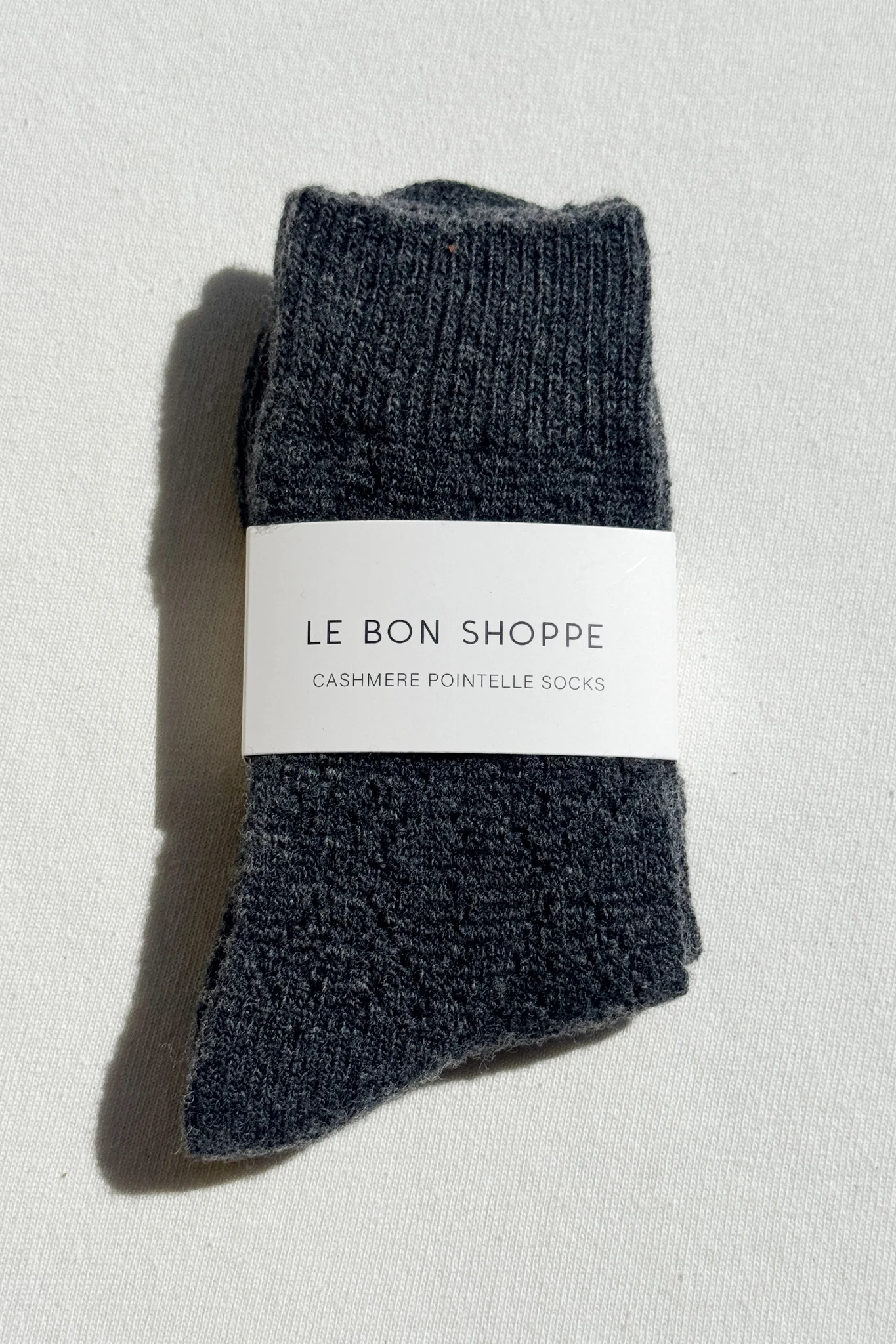 Cashmere Pointelle Socks - Charcoal - Image 3