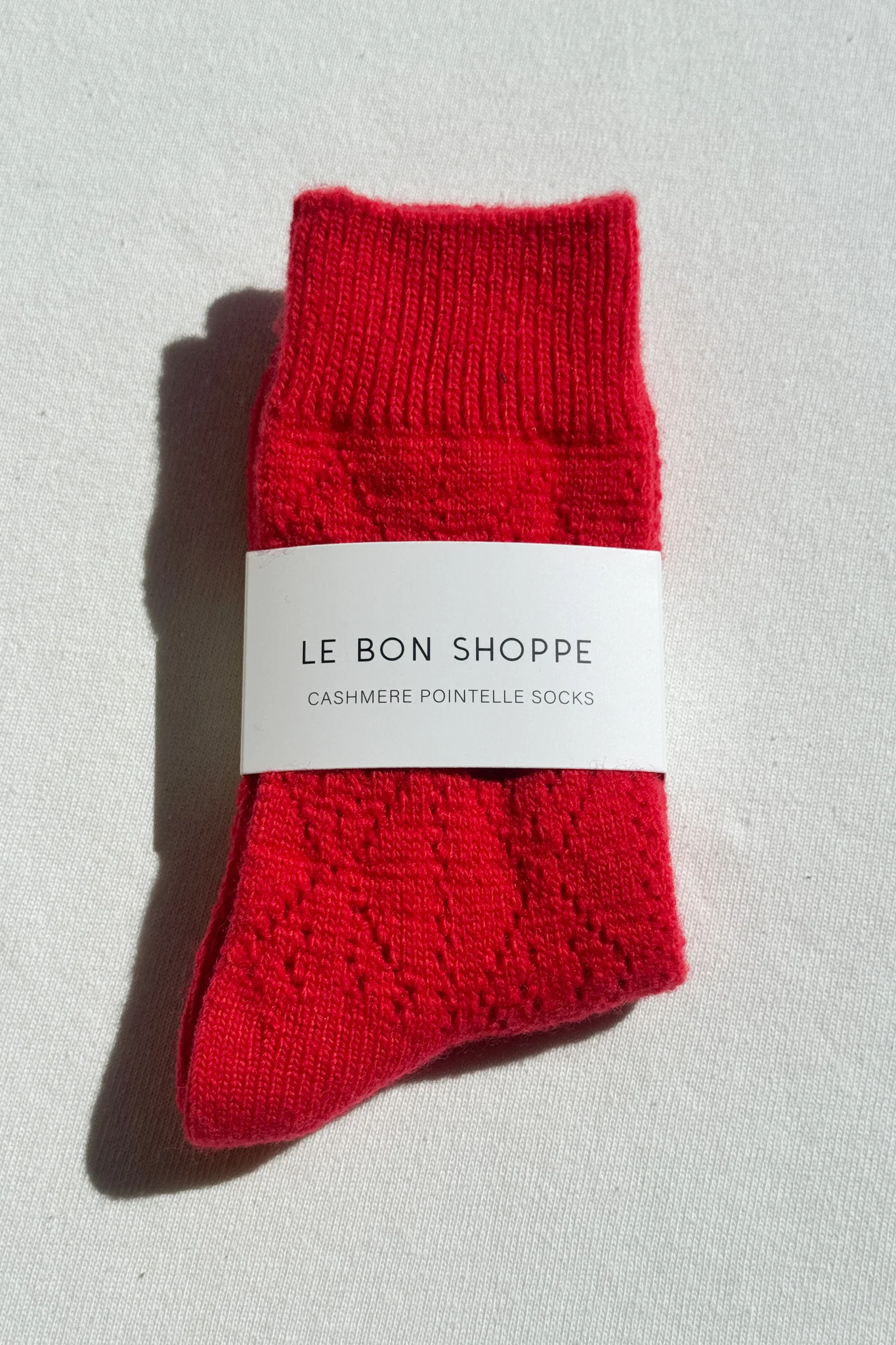 Cashmere Pointelle Socks - Red - Image 4