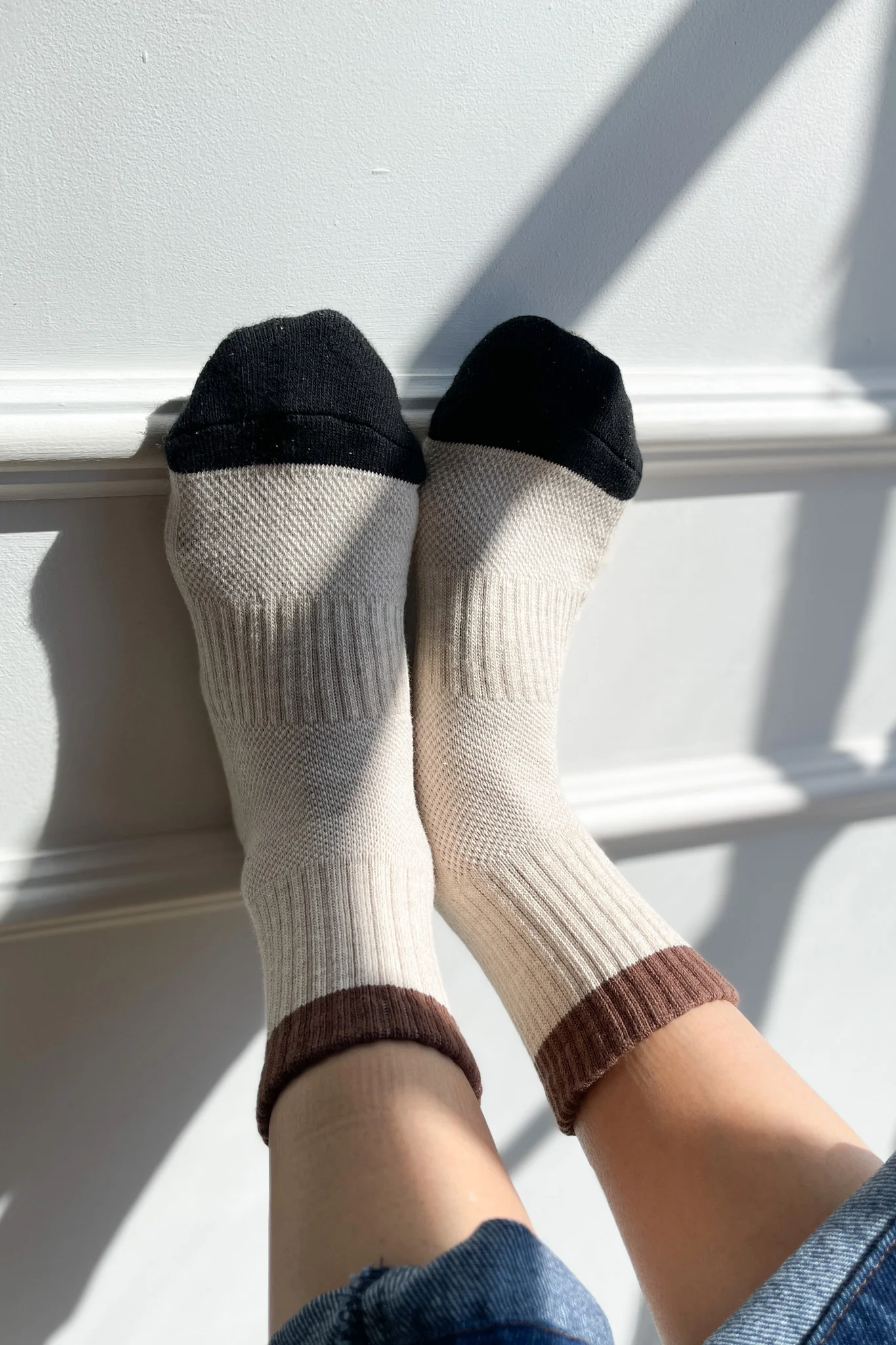 Color Block Girlfriend Socks - Black Coffee - Image 3