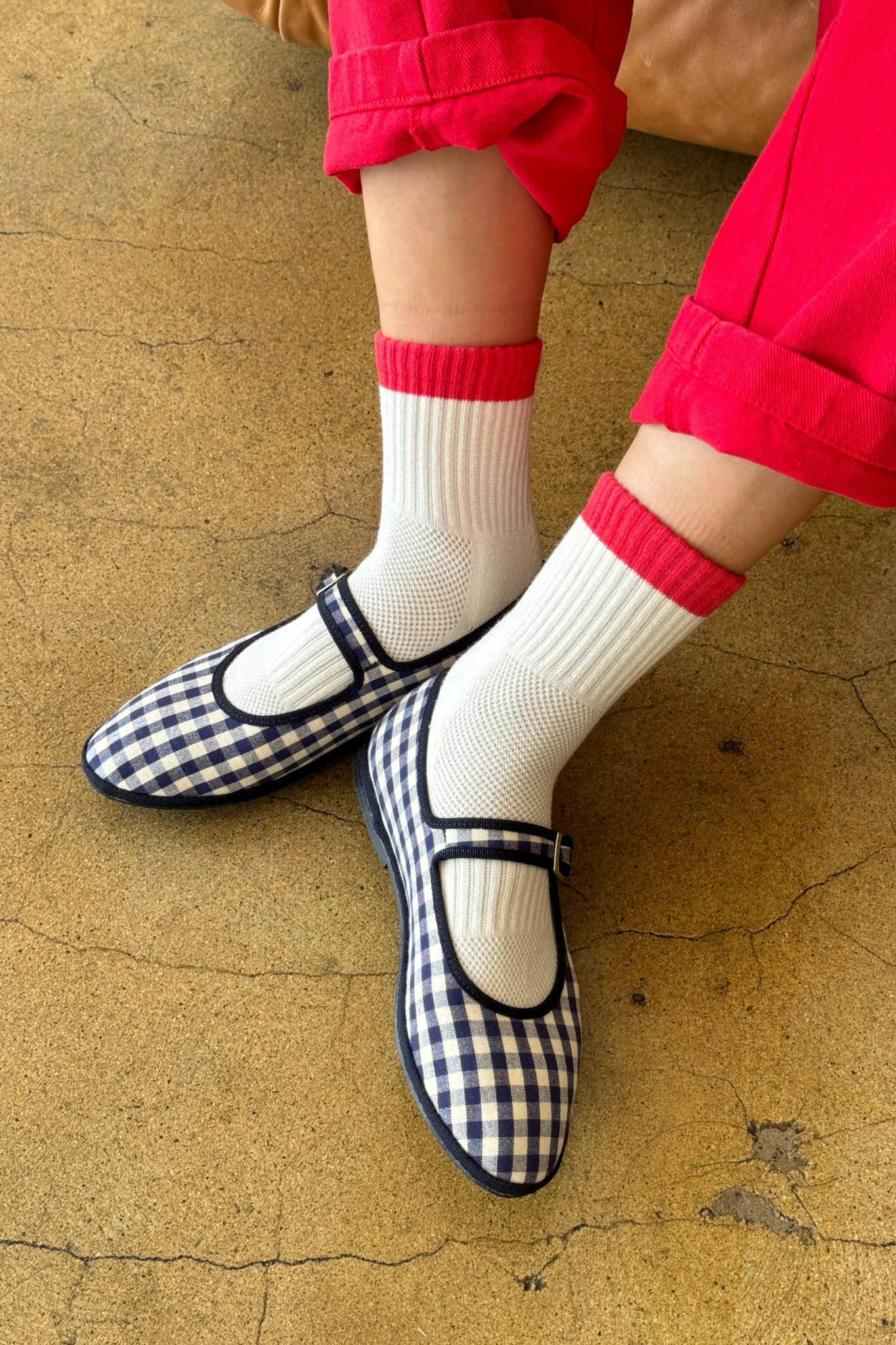 Color Block Girlfriend Socks - Blue Red - Image 4