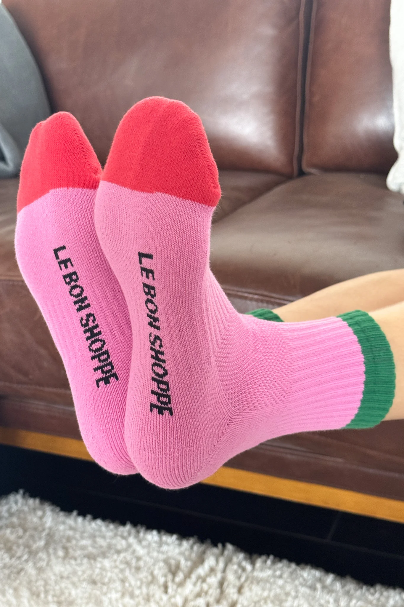 Color Block Girlfriend Socks - Rose Green - Image 4