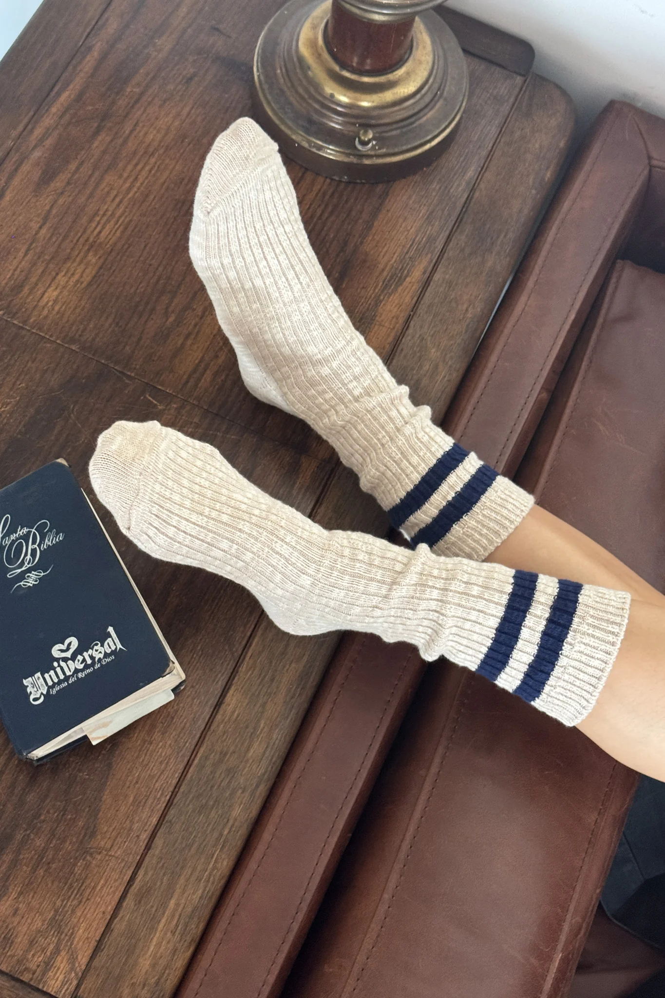 Cottage Varsity Socks - Oatmeal Varsity - Image 4