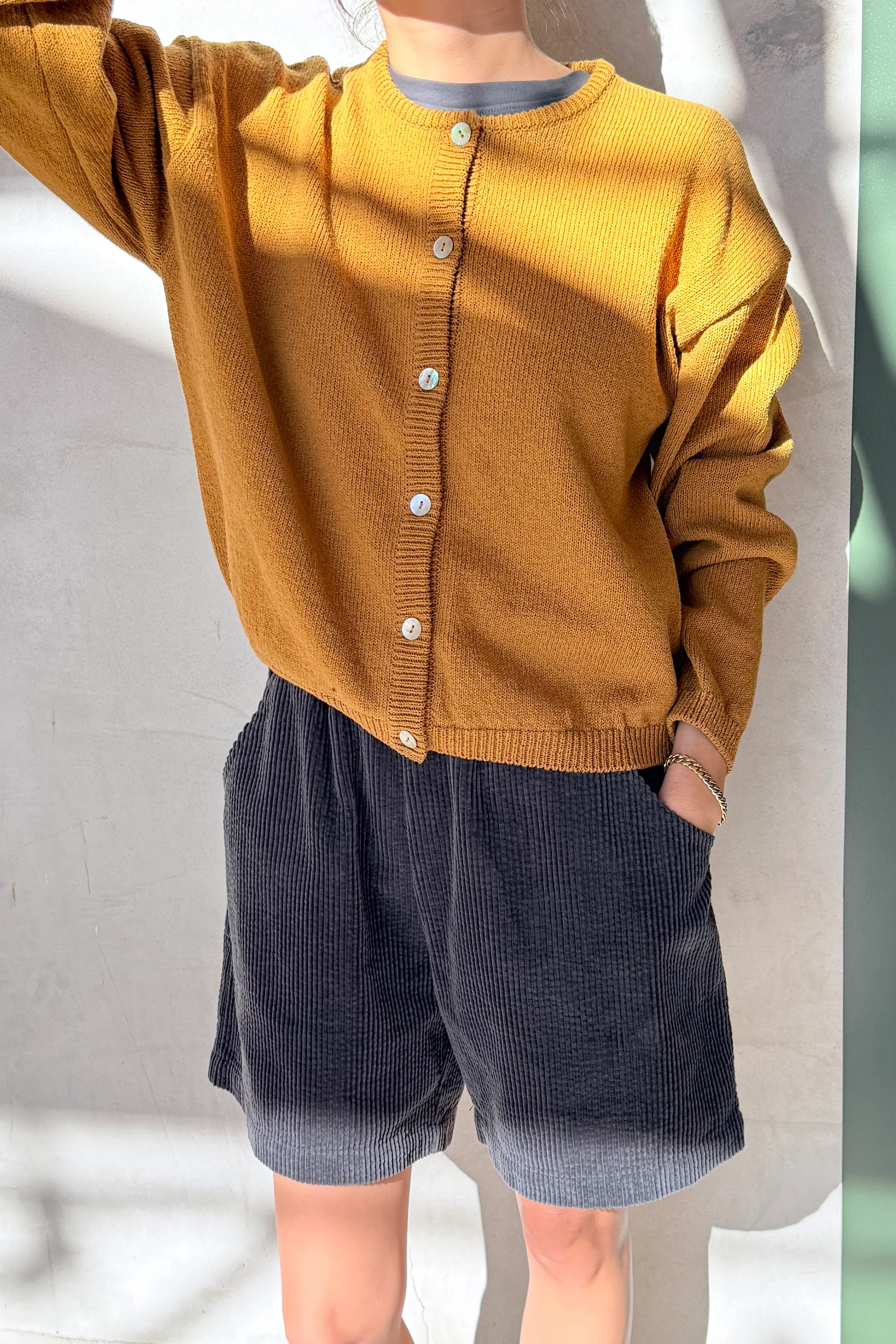 Cotton Leila Cardigan - Dijon - Image 3