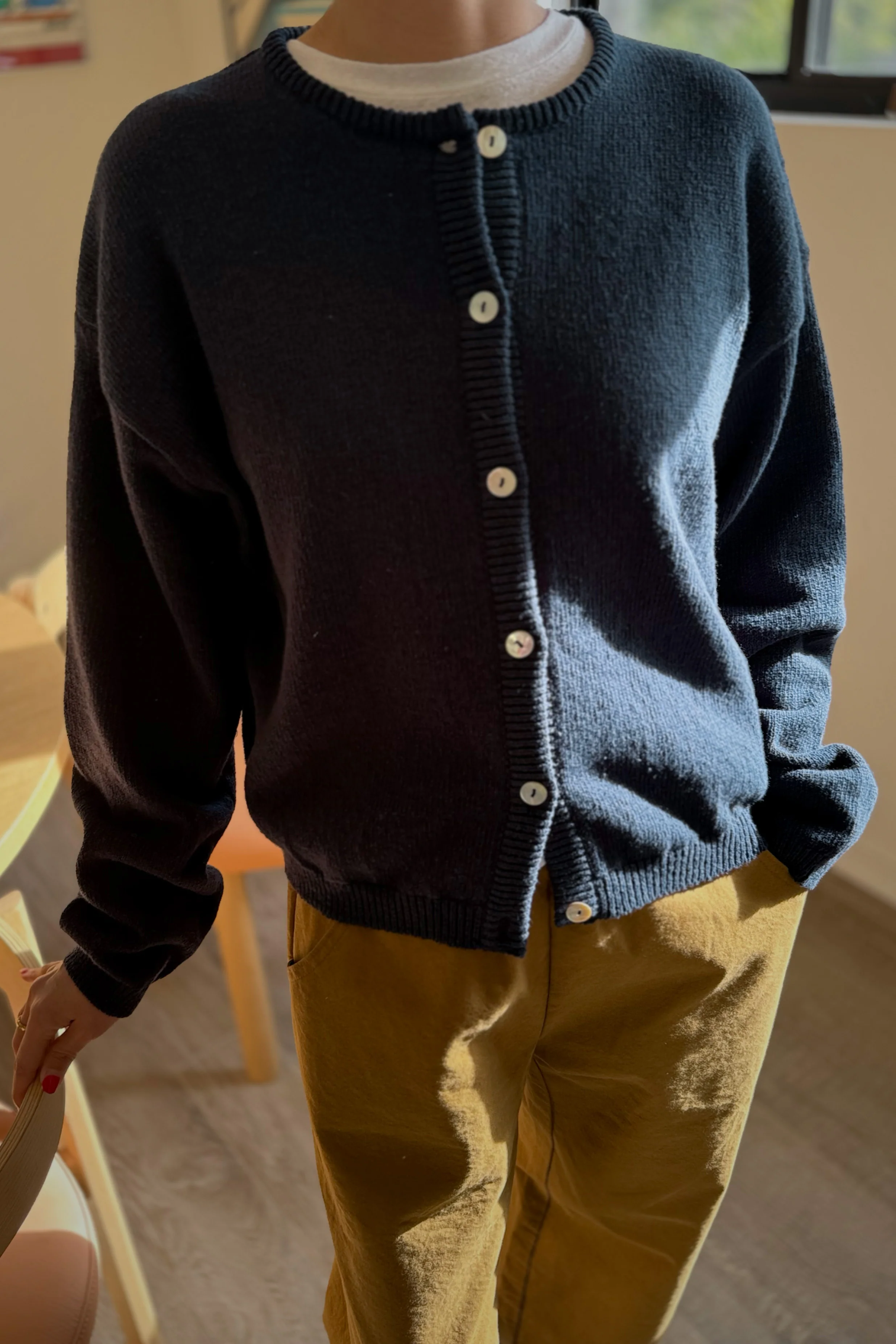 Cotton Leila Cardigan - Navy - Image 3