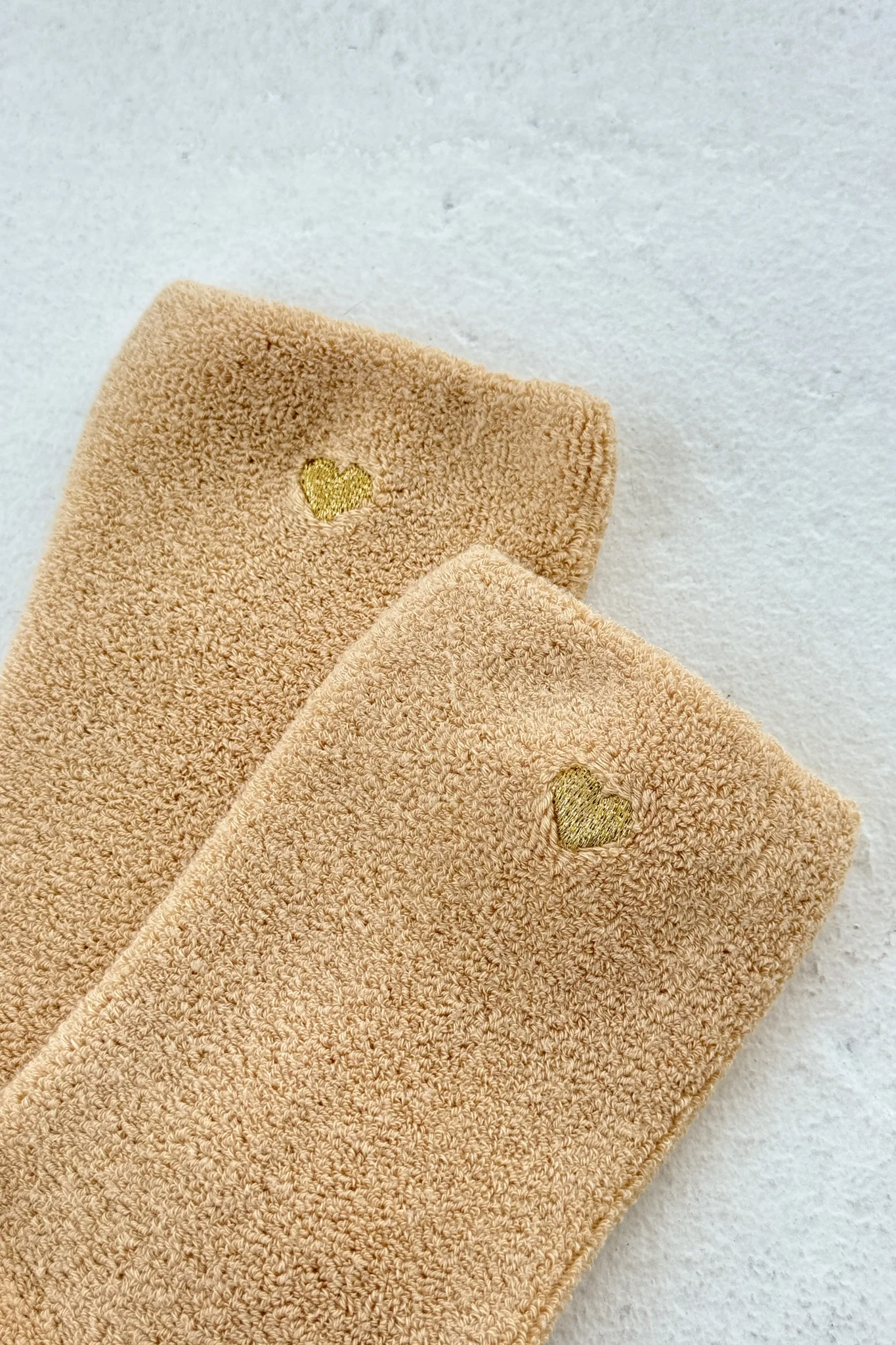 Embroidered Cloud Socks - French Vanilla + Gold Heart - Image 4