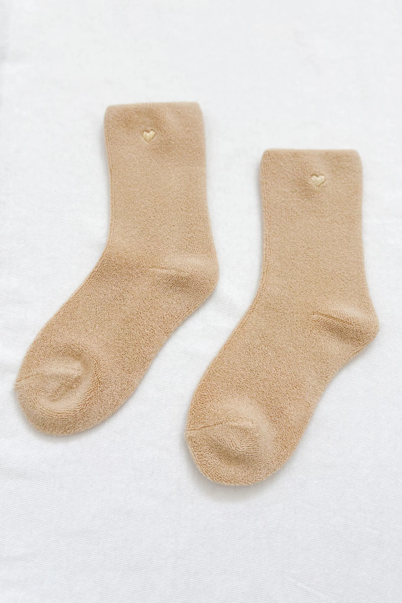 Embroidered Cloud Socks - French Vanilla + Gold Heart - Image 6