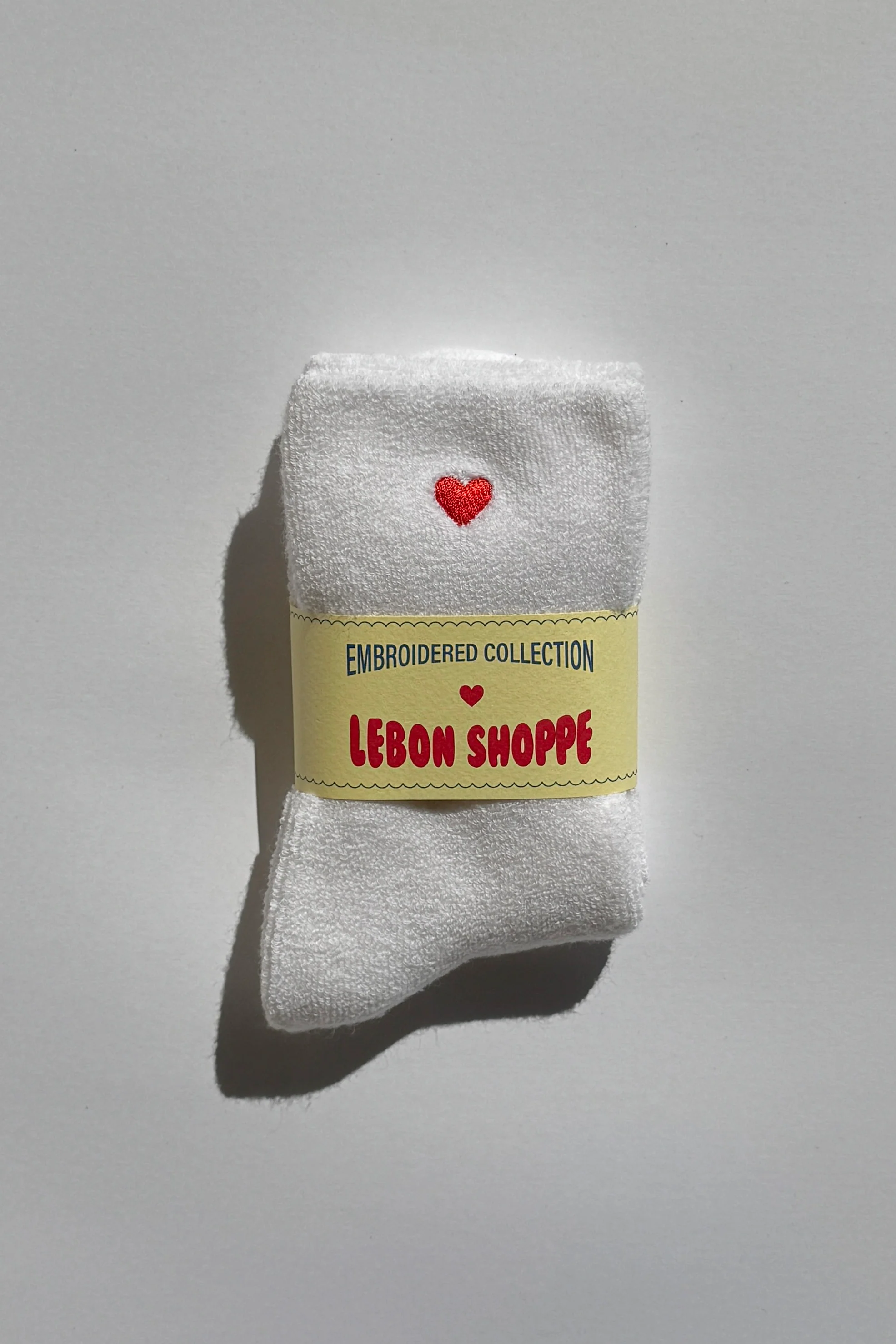 Embroidered Cloud Socks - White + Heart - Image 3