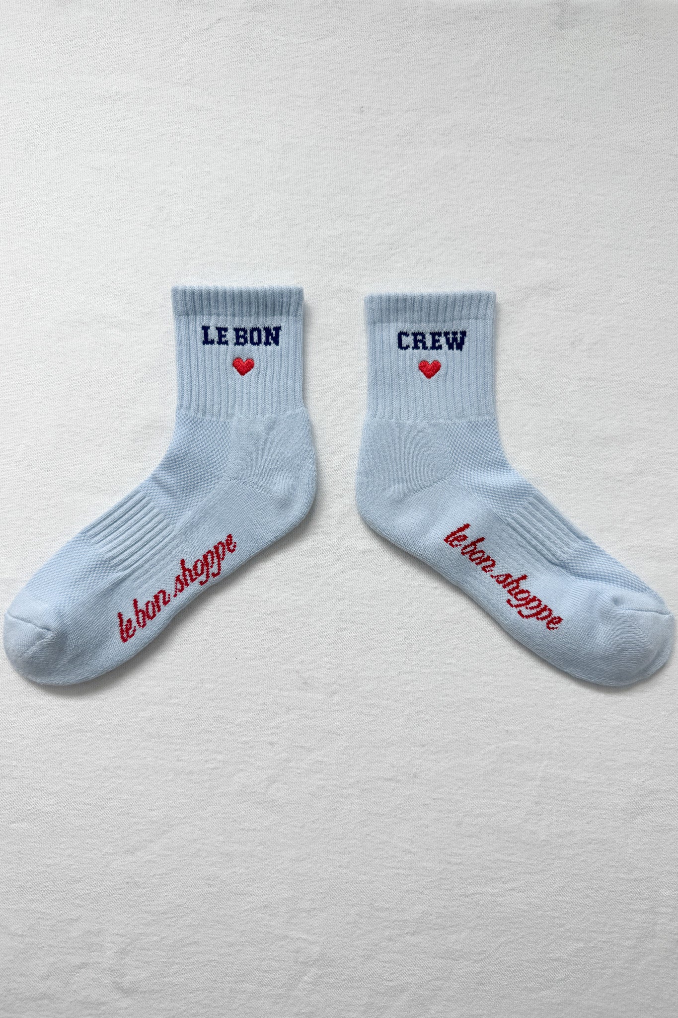 Embroidered Crew Socks - Sky Blue - Image 5