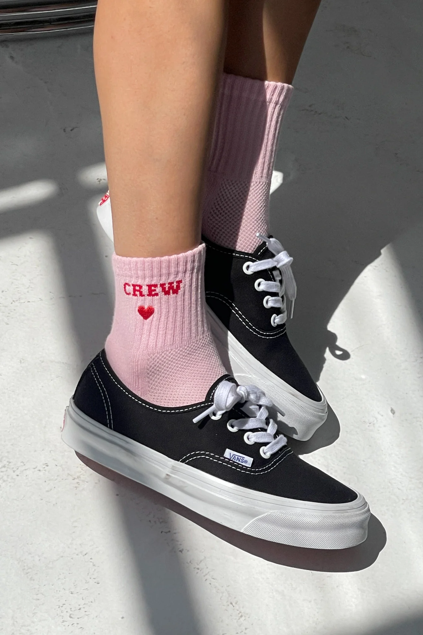 Embroidered Crew Socks - Strawberry Milk - Image 3