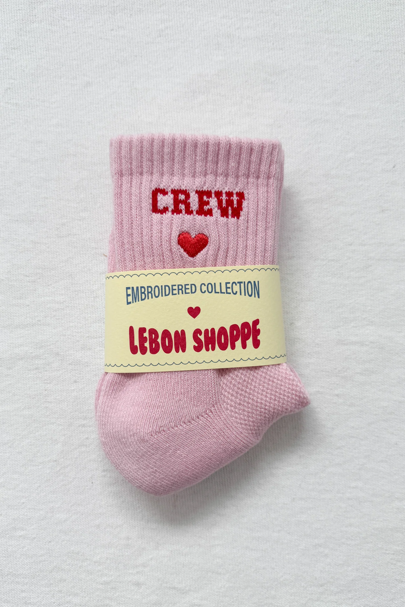 Embroidered Crew Socks - Strawberry Milk - Image 4