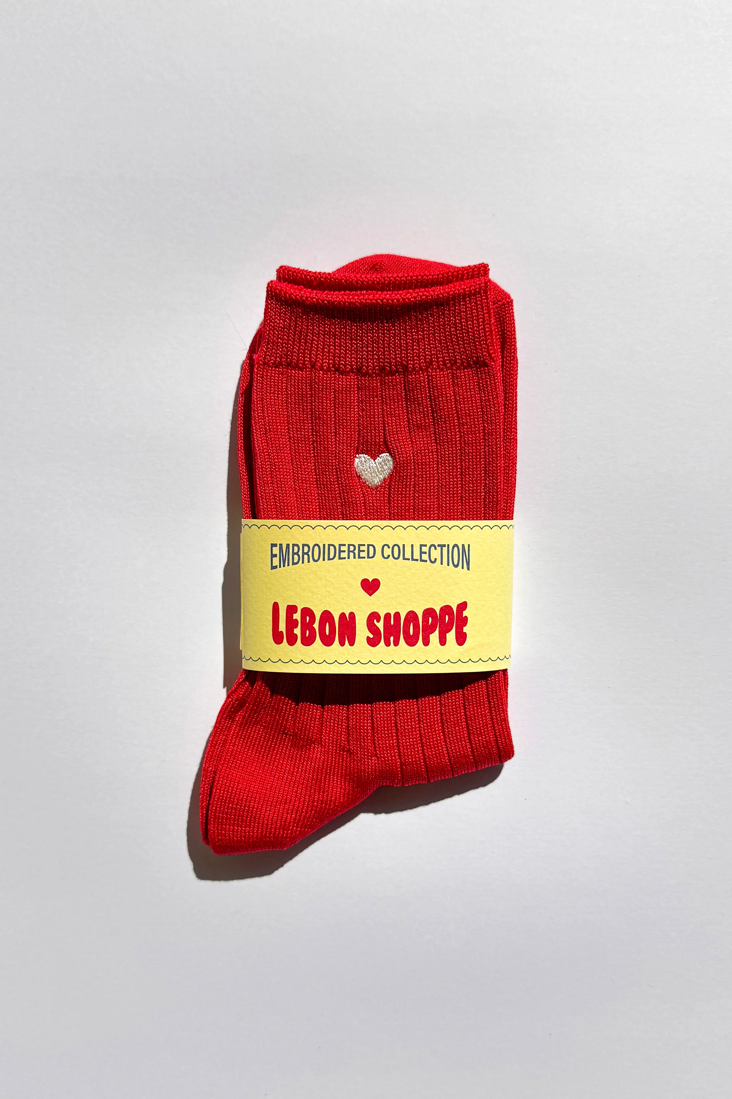 Embroidered Her Socks (MC cotton) - CLASSIC RED + HEART - Image 5