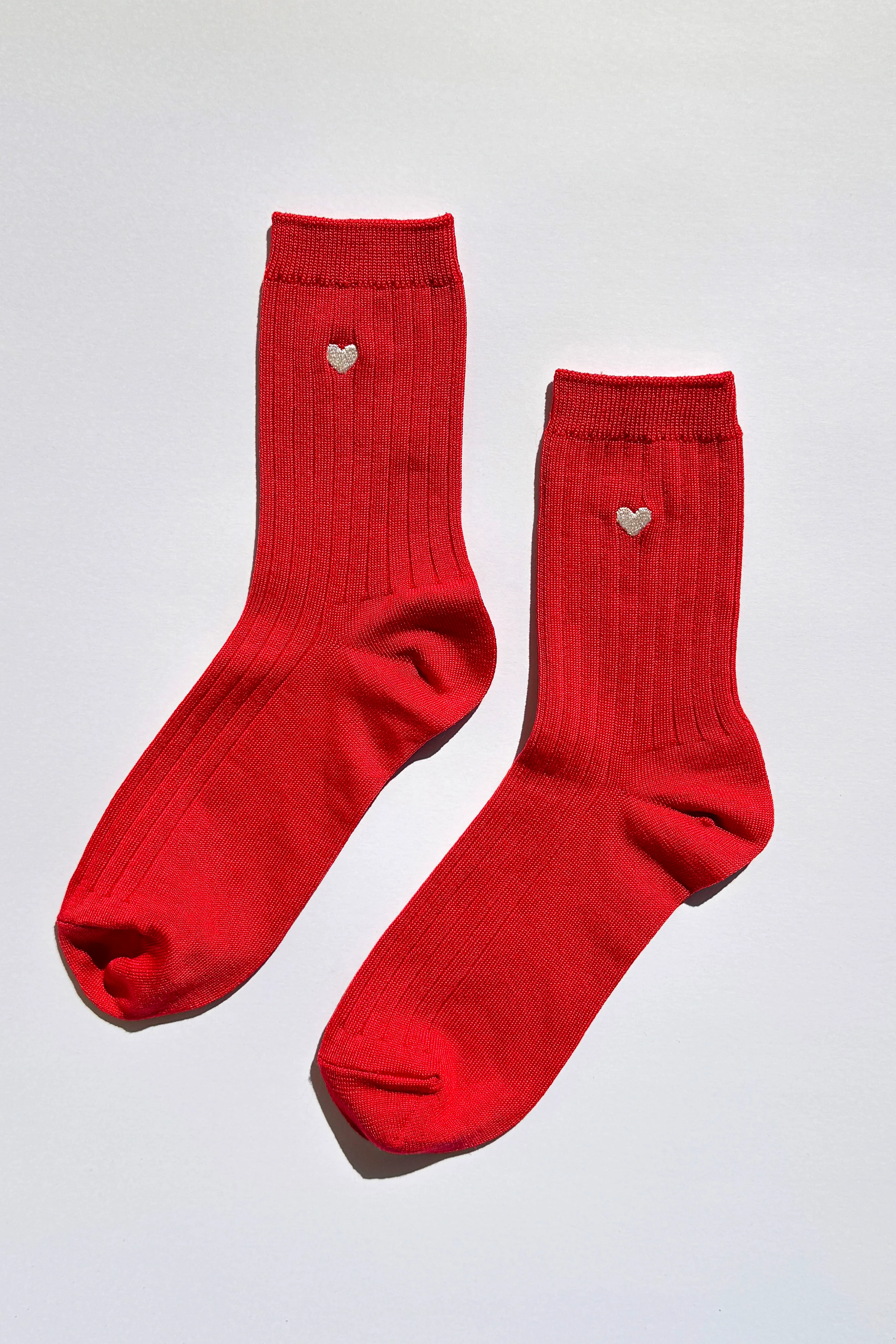 Embroidered Her Socks (MC cotton) - CLASSIC RED + HEART - Image 6