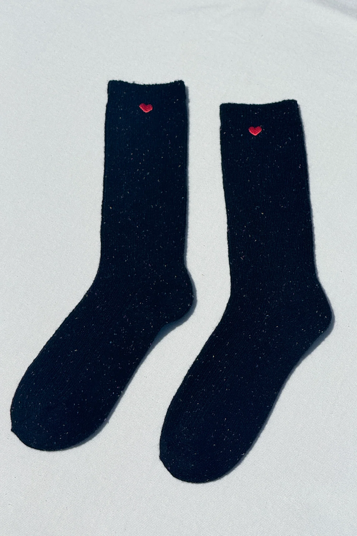 Embroidered Snow Socks - Black + Heart - Image 5
