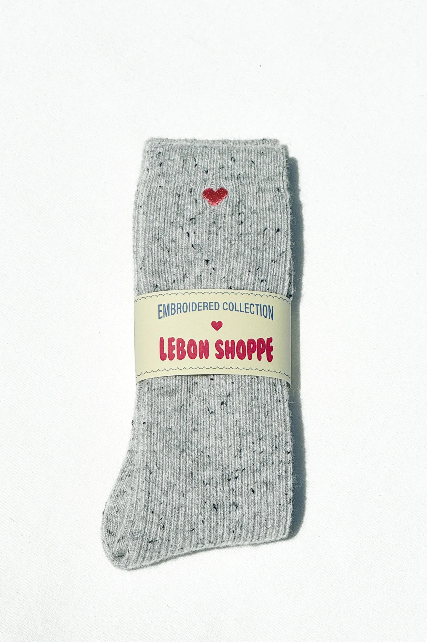 Embroidered Snow Socks - Cookies and Cream + Heart - Image 3