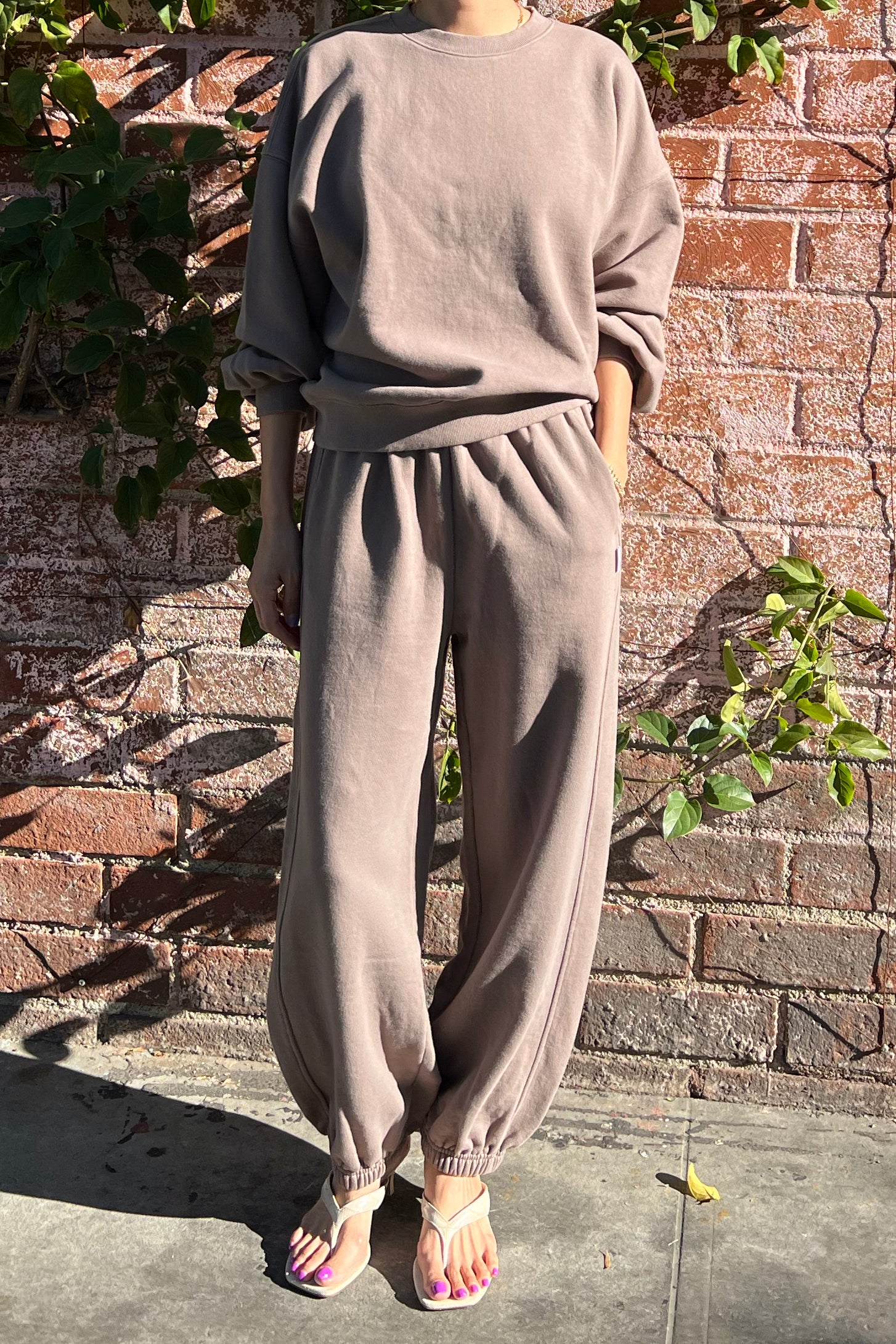 French Terry Balloon Pants - Mushroom - Image 3