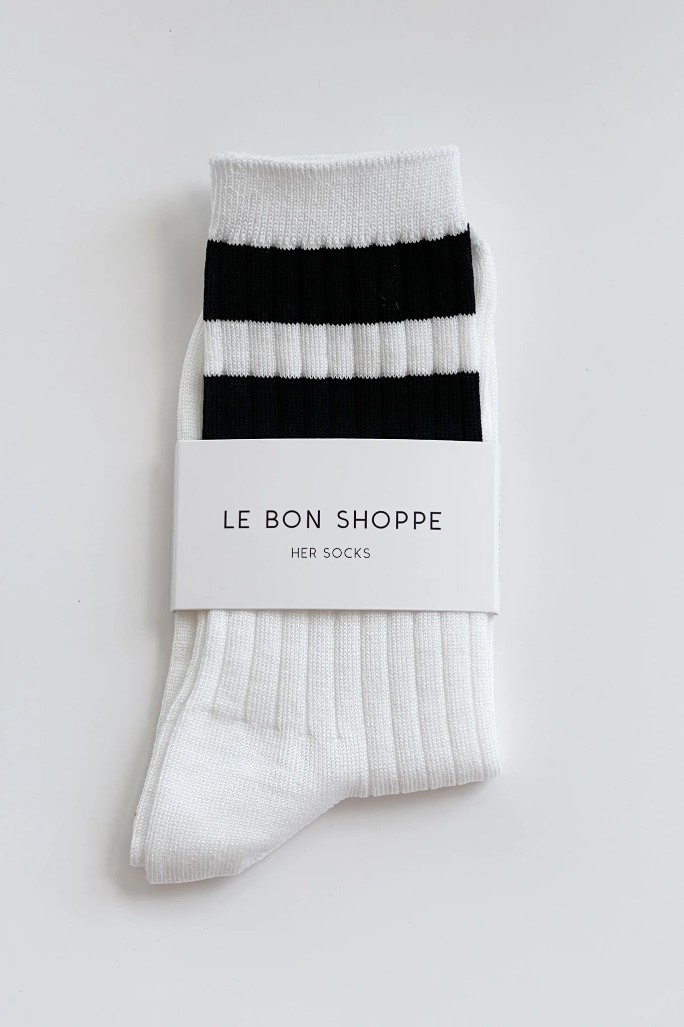 Her Varsity Socks - WHITE BLACK - Image 2