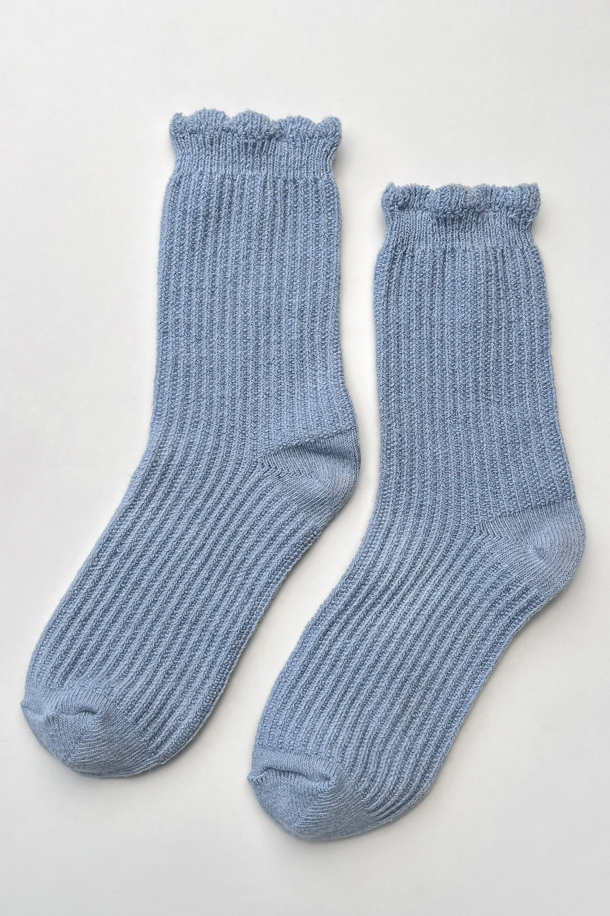 Linen Scallop Socks - Pale Blue - Image 6