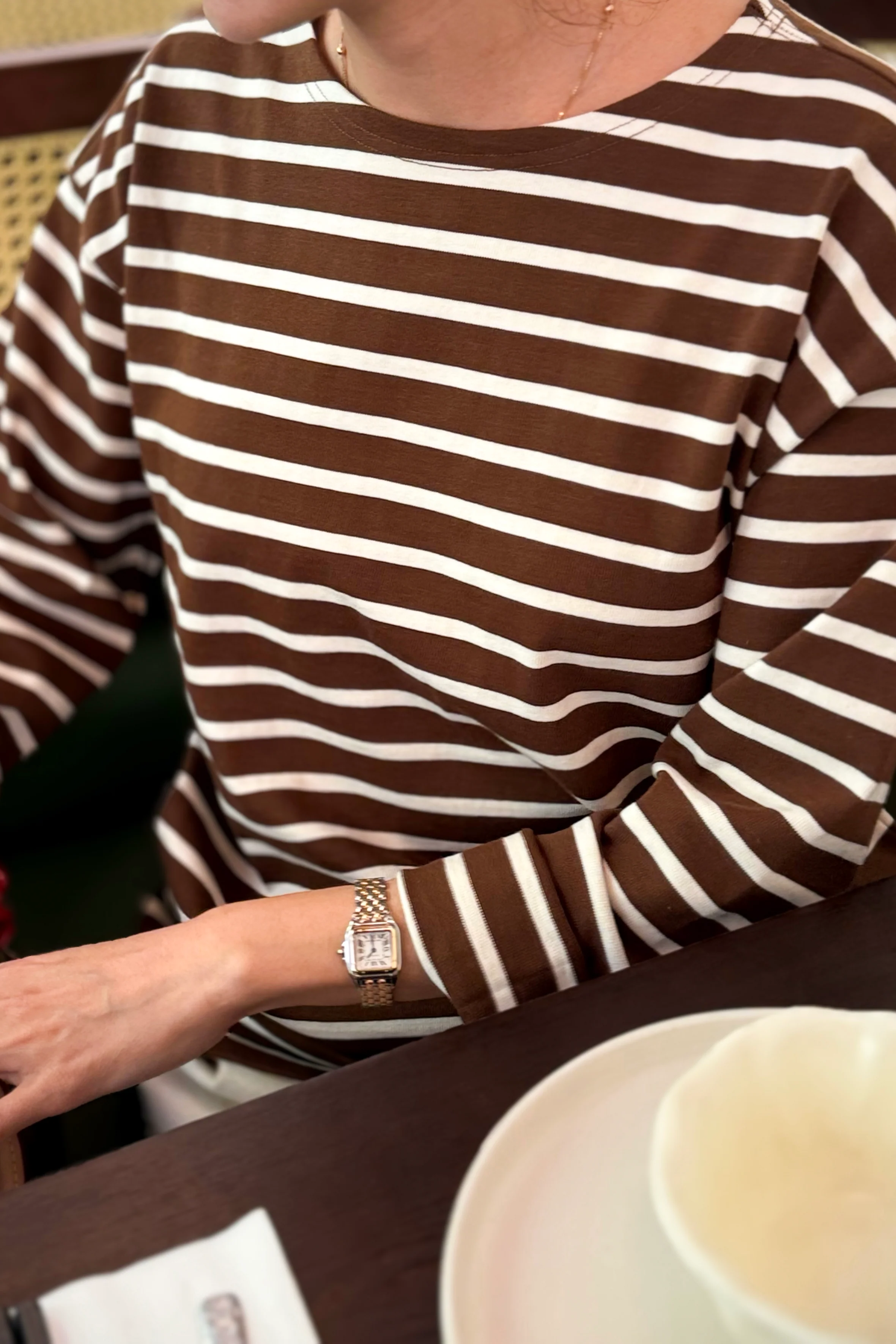 Marseille Top - White Stripe on Coffee - Image 3