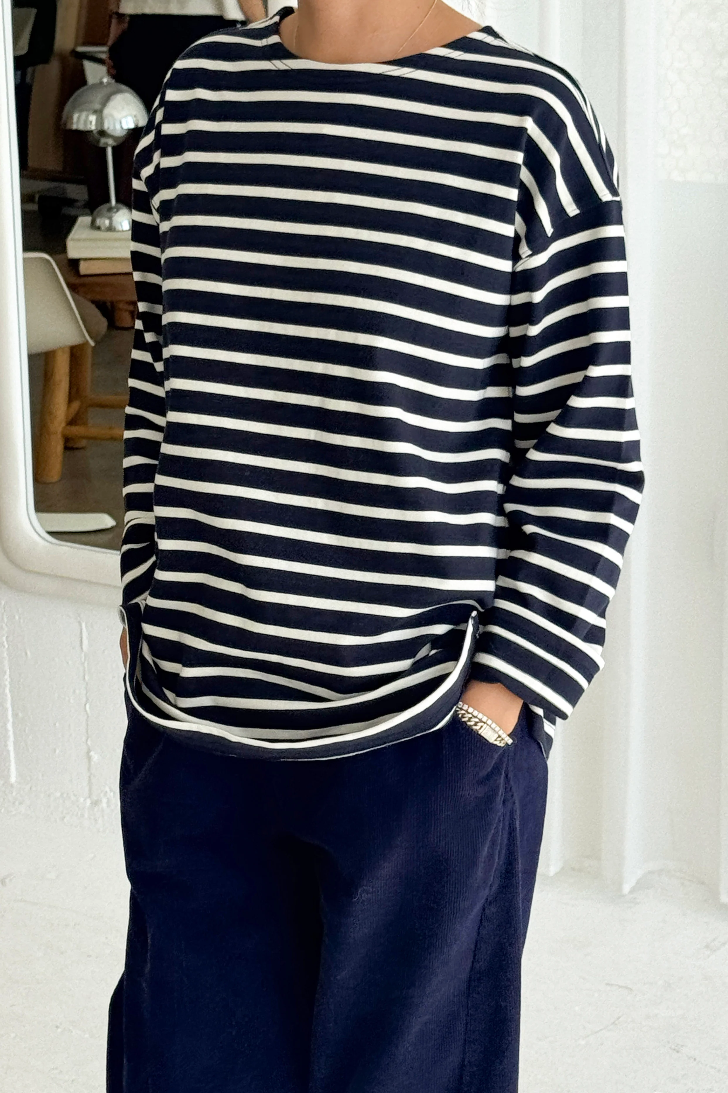 Marseille Top - White Stripe on Navy - Image 3