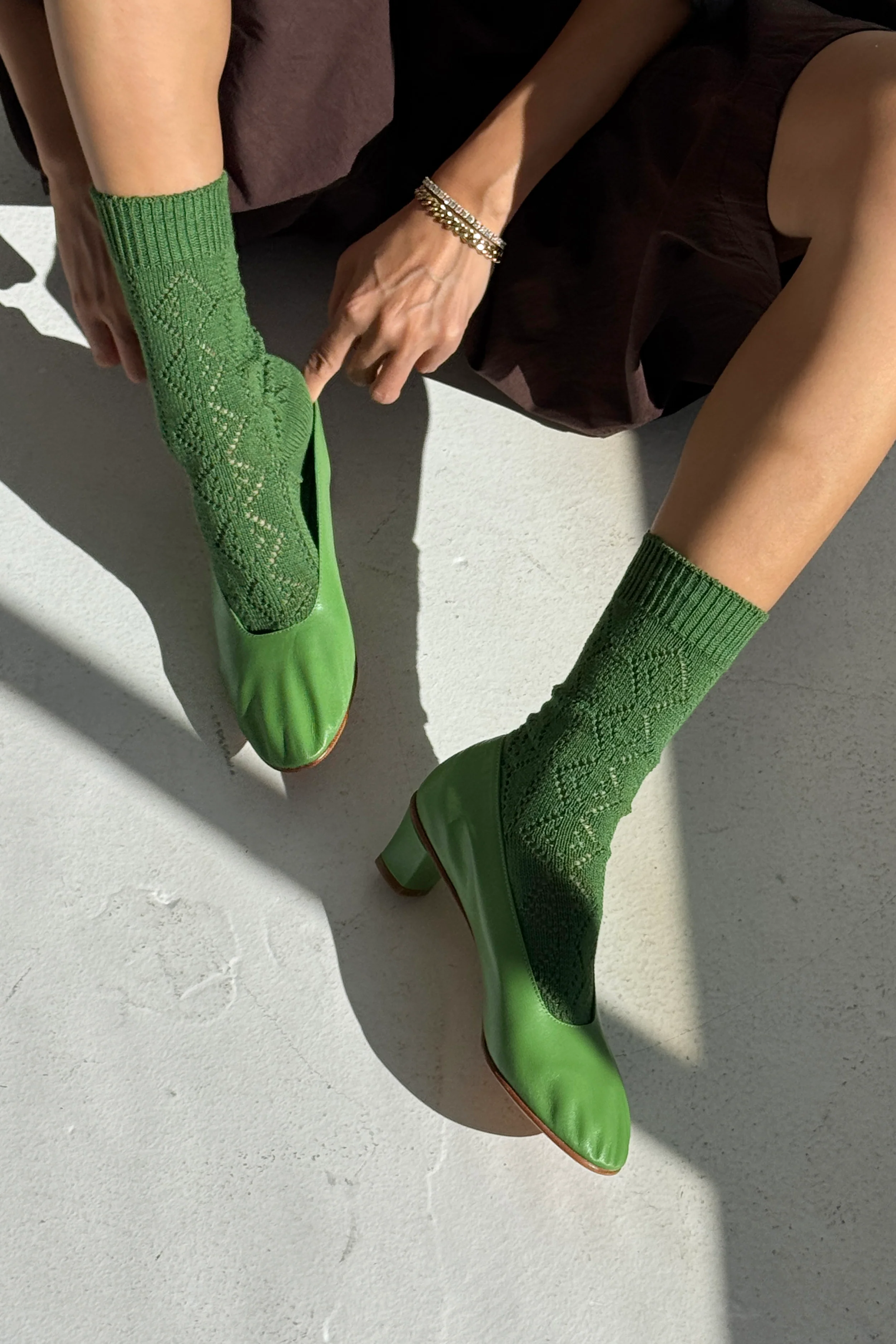 Modal Eyelet Socks - Palm Green - Image 3
