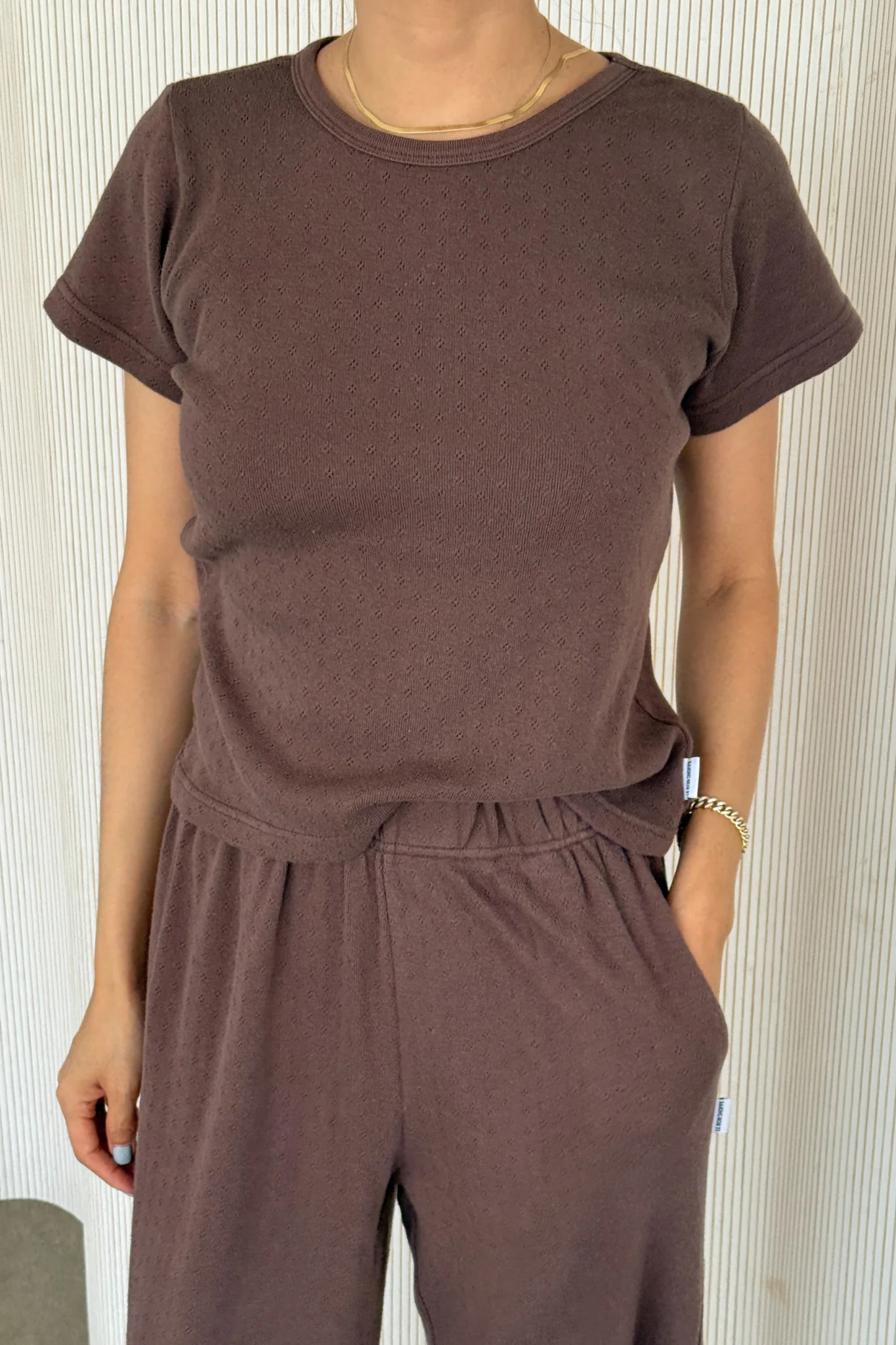 Pointelle Babe Tee- CHOCOLATE - Image 2