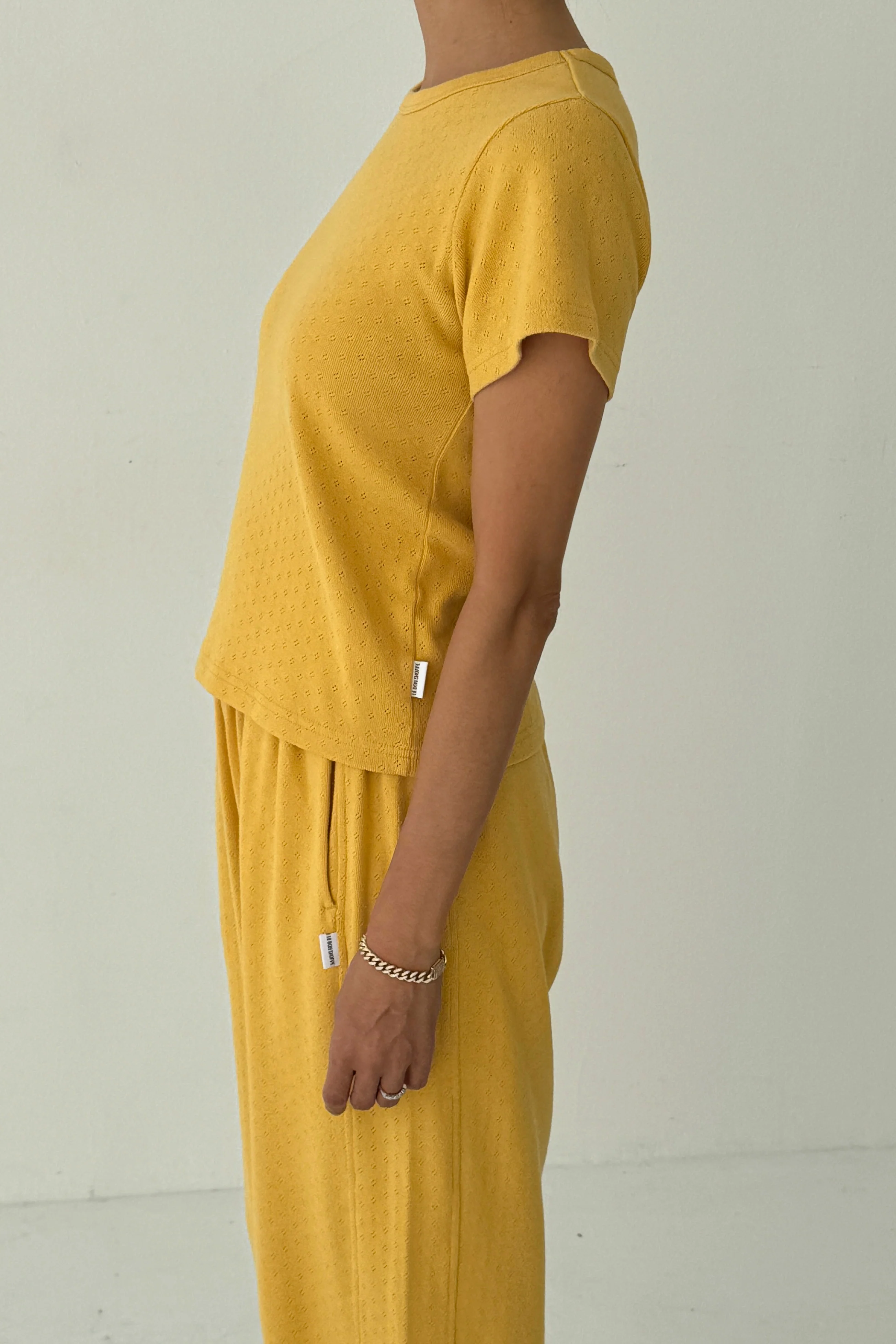 Pointelle Babe Tee - Deep Yellow - Image 3