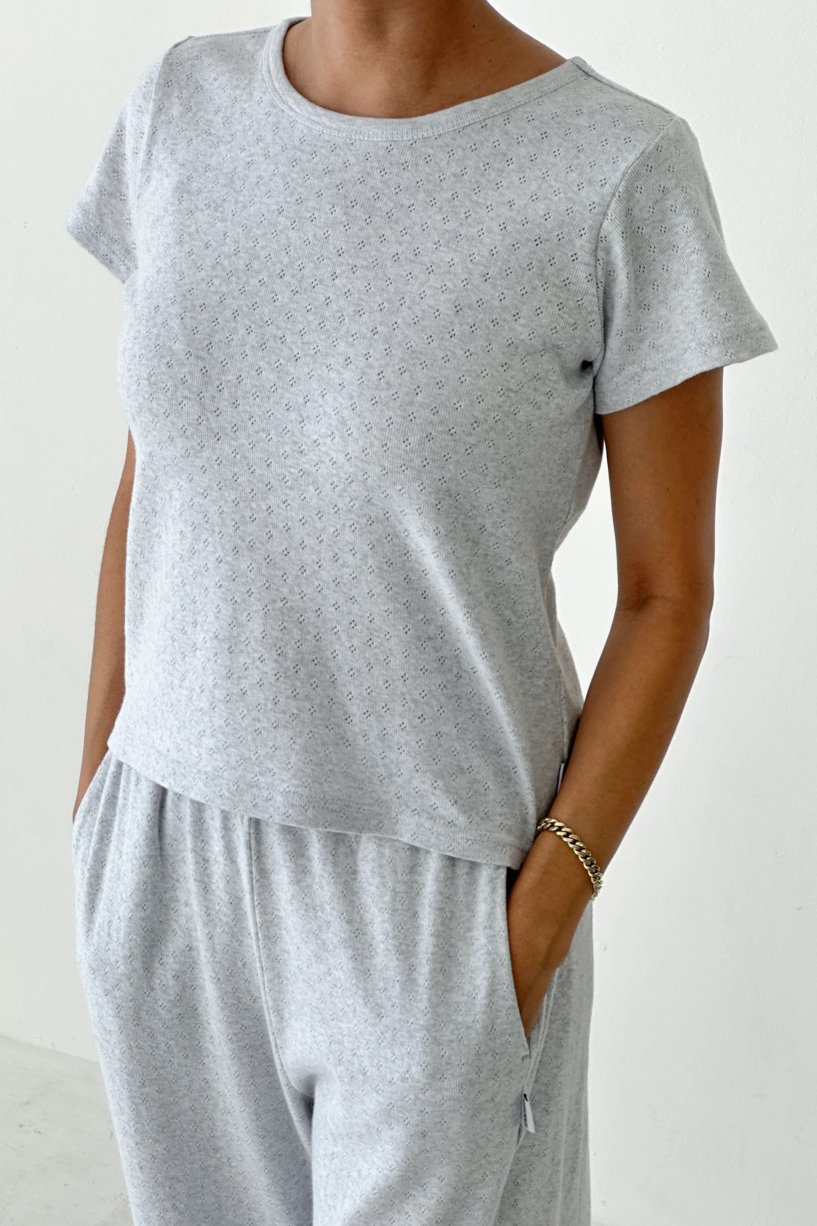 Pointelle Babe Tee - Icy Grey - Image 4