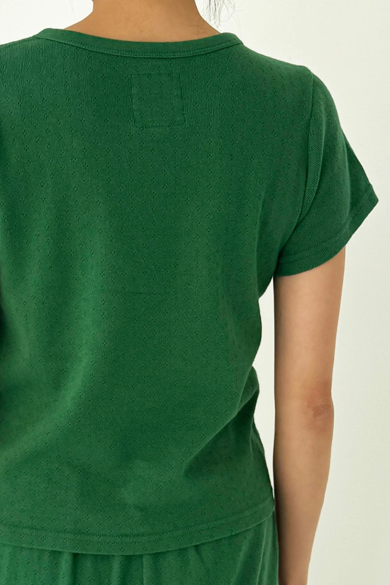Pointelle Babe Tee - Moss Green - Image 4