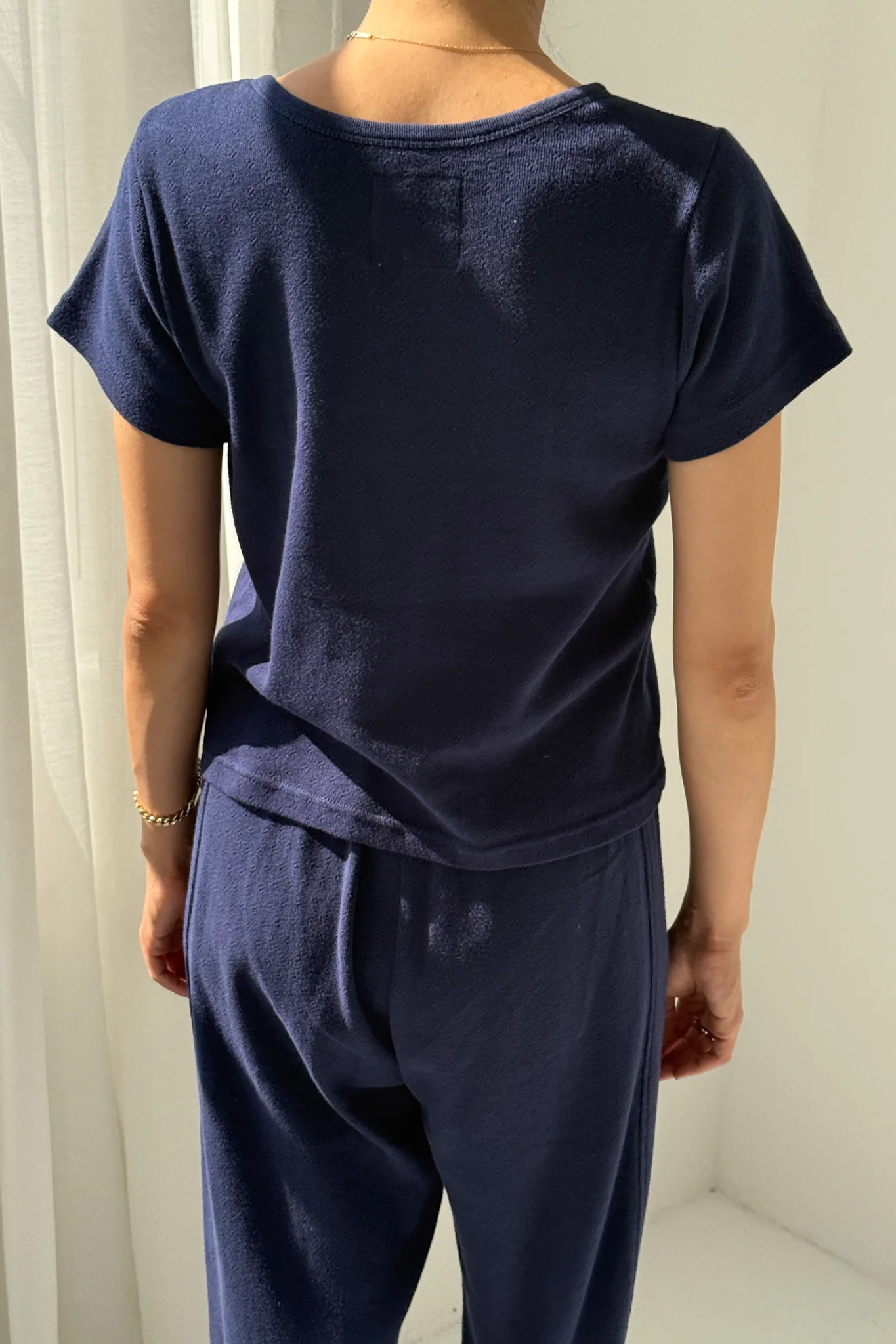 Pointelle Babe Tee - Navy - Image 3