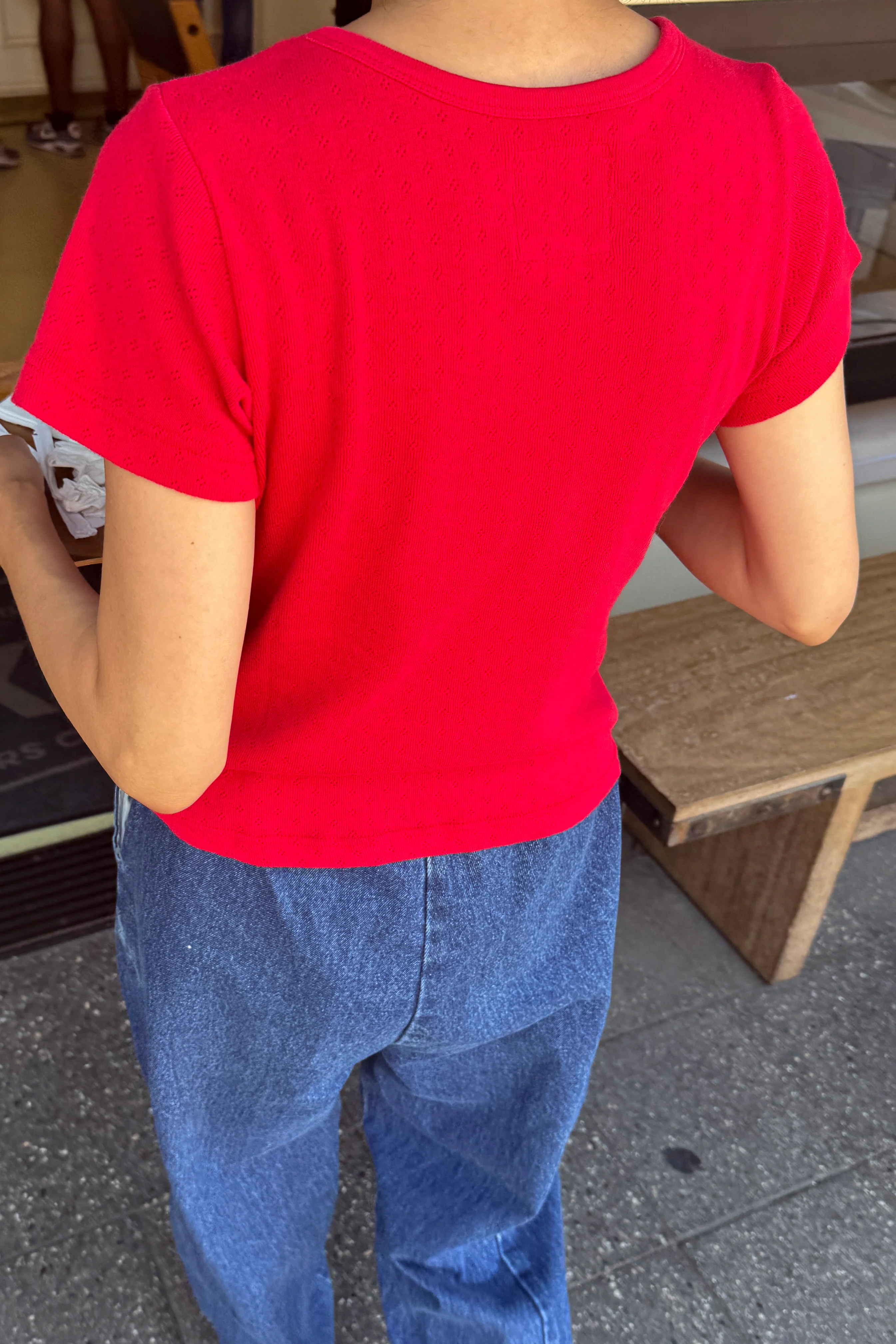 Pointelle Babe Tee - Red Apple - Image 2