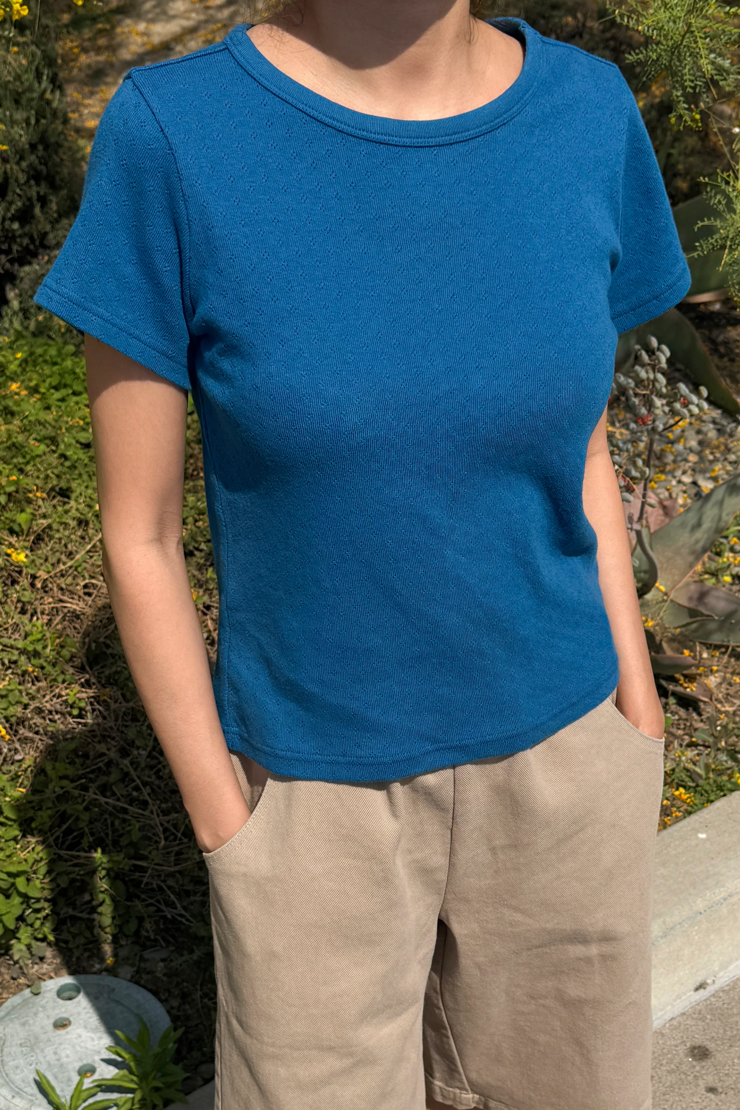 Pointelle Babe Tee - Sea Blue - Image 2