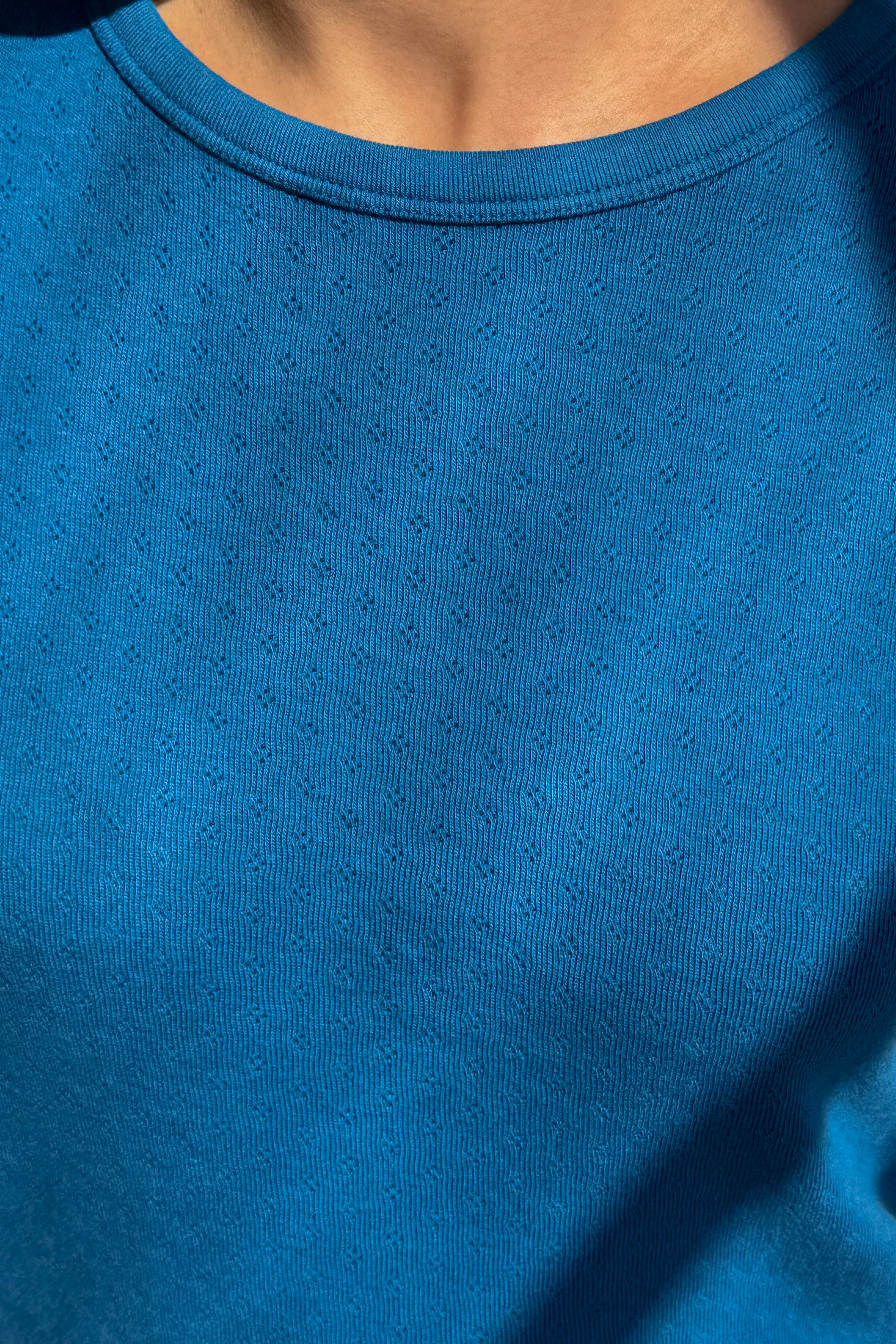 Pointelle Babe Tee - Sea Blue - Image 4