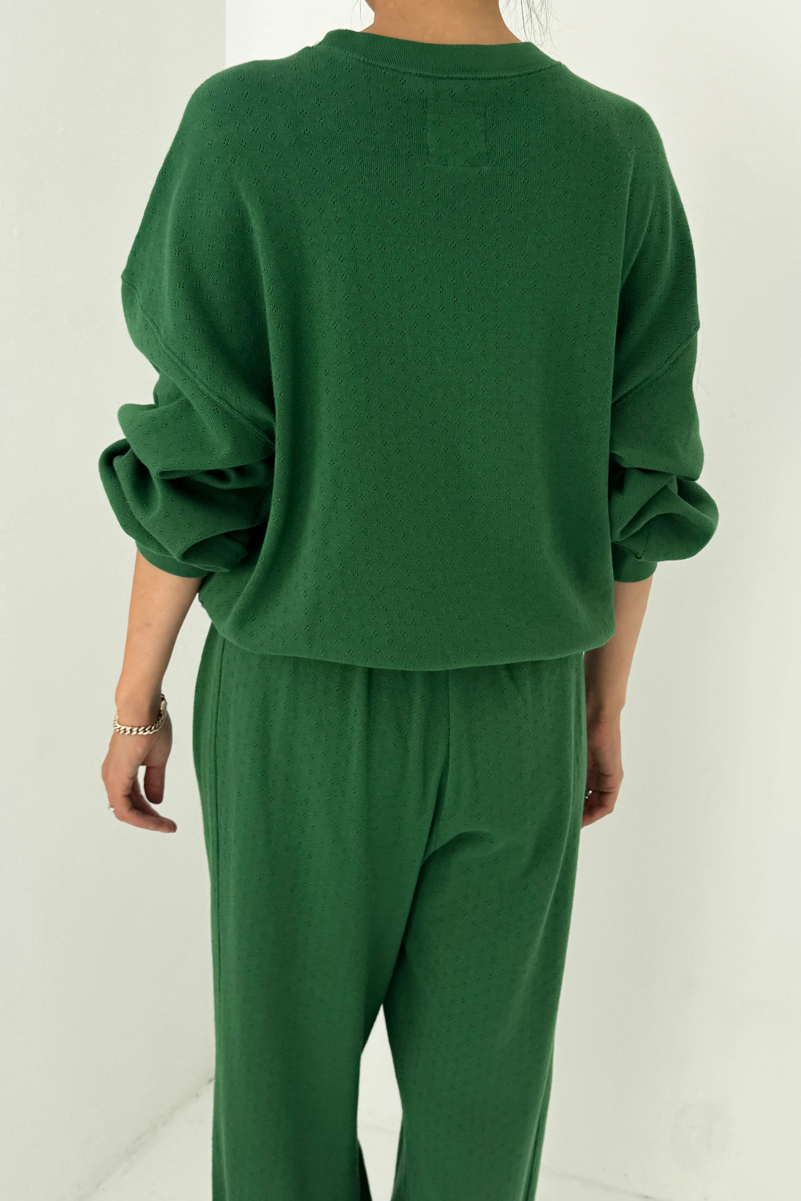 Pointelle Core Sweatshirt - Moss Green - Image 3