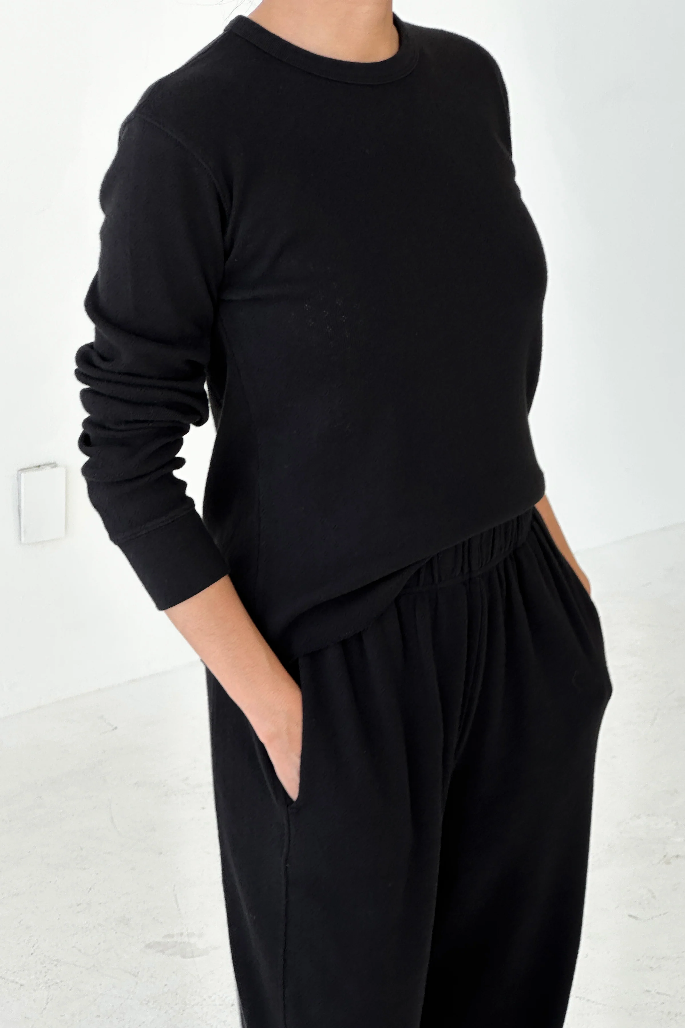 Pointelle Fundamental Tee - Black - Image 2