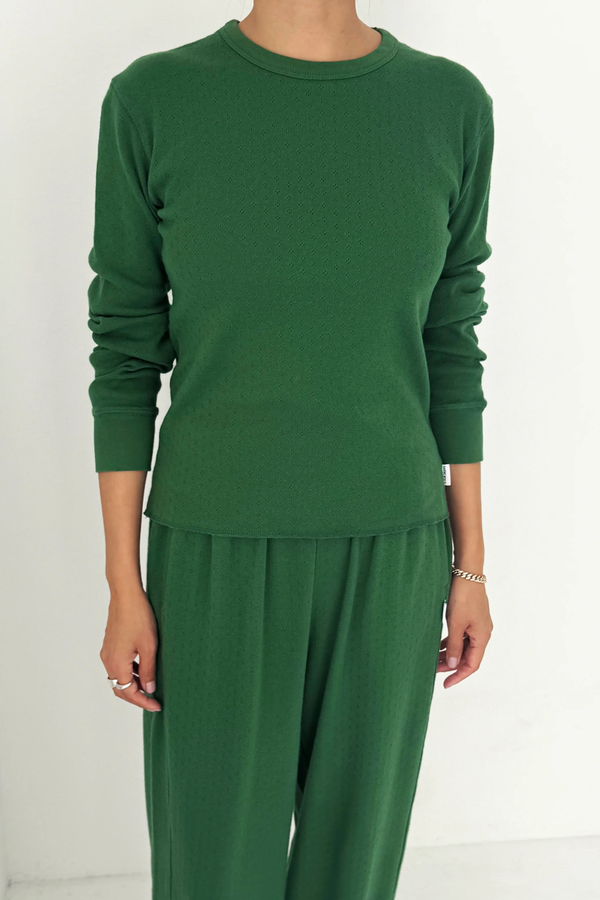 Pointelle Fundamental Tee - Moss Green