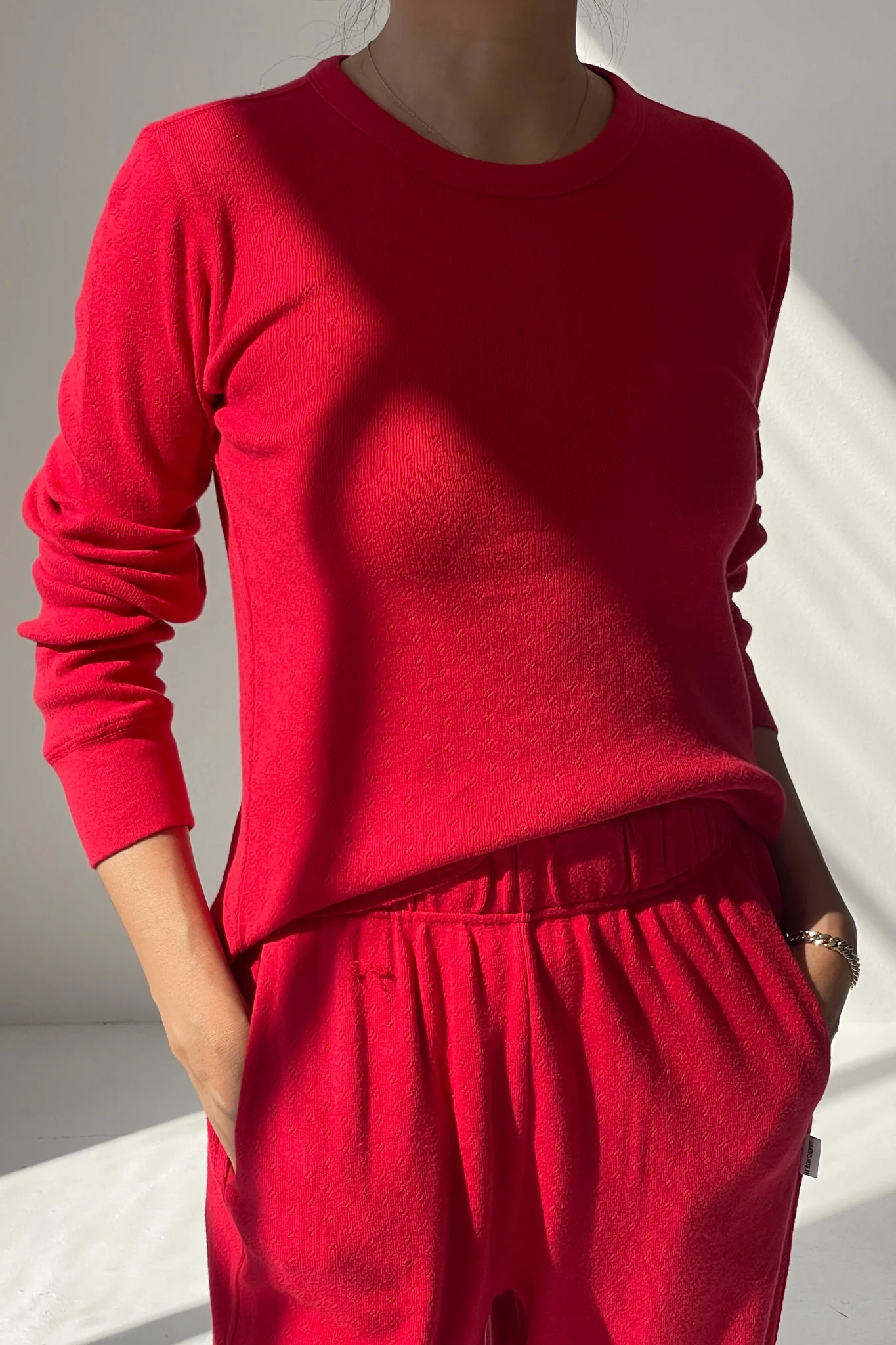 Pointelle Fundamental Tee - Red Apple - Image 2