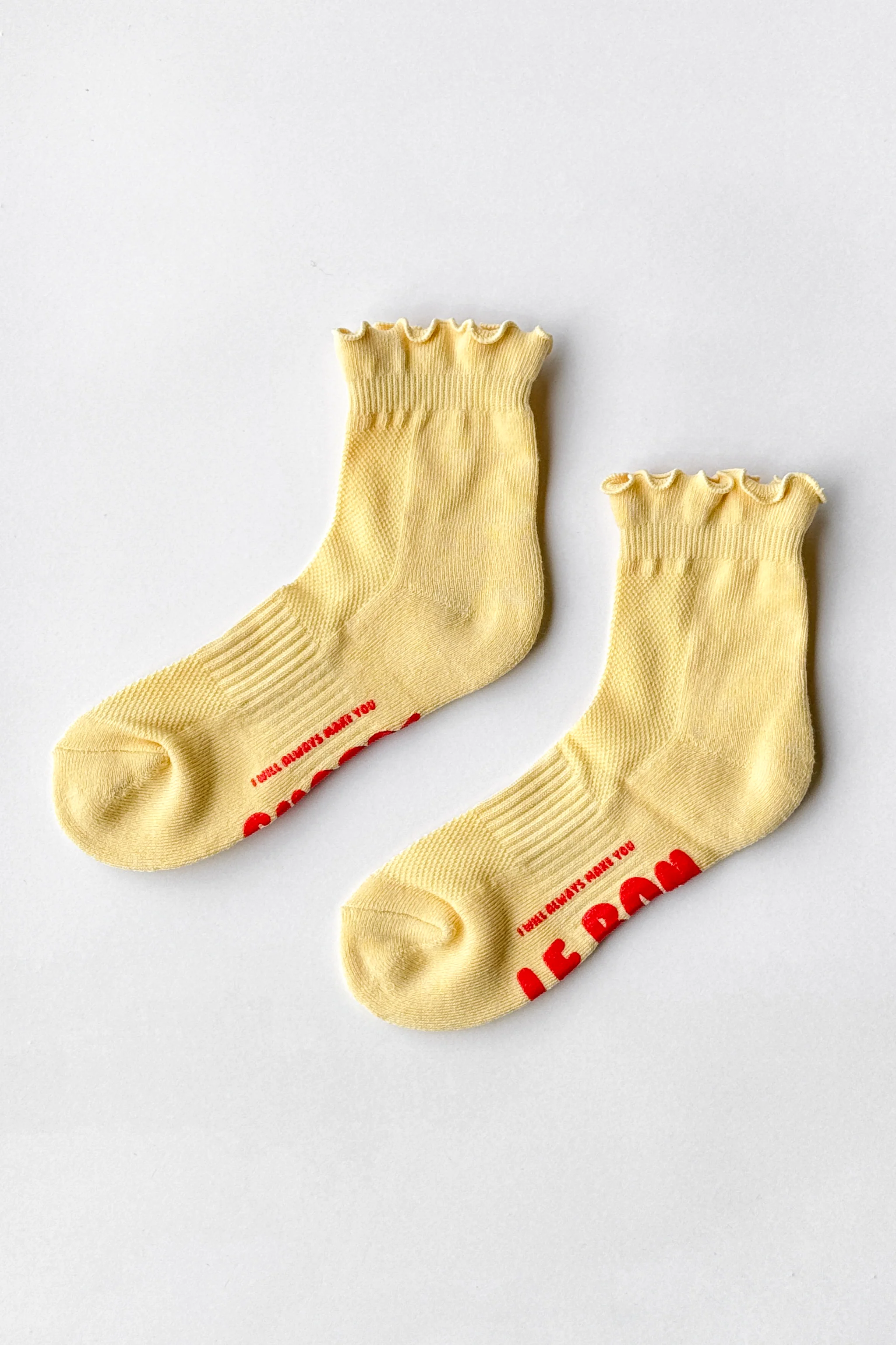 Ruffled Hugger Crew Socks - Banana Cream / Red - Image 5