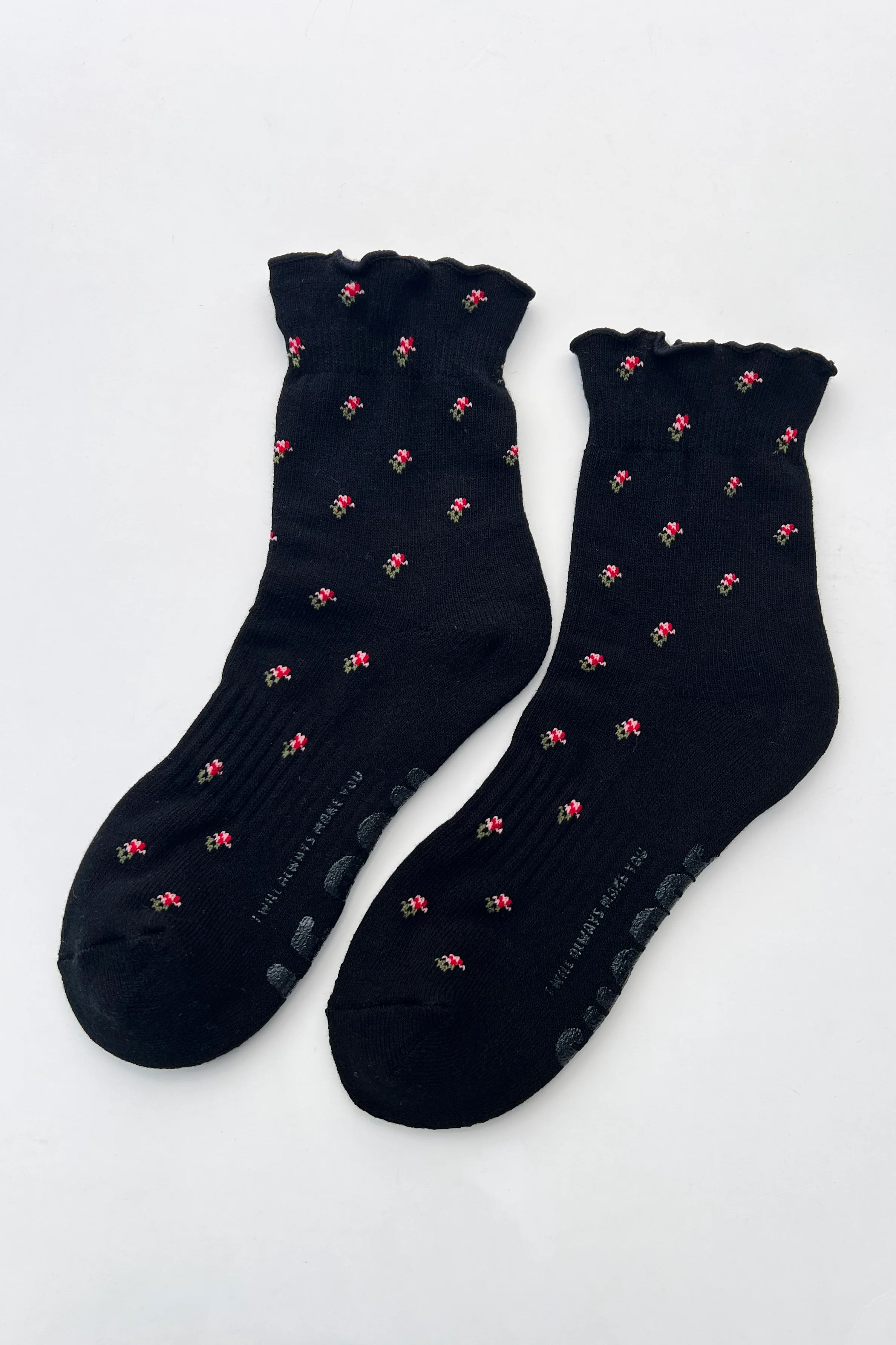 Petal Ruffled Hugger Crew Sock - Black Petal - Image 5