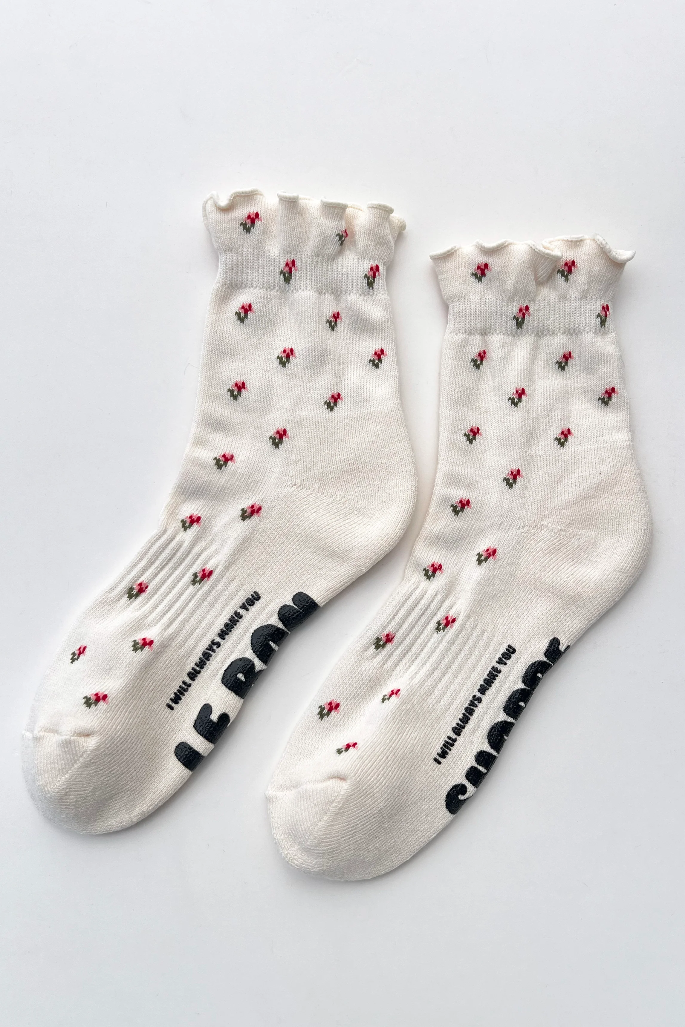 Petal Ruffled Hugger Crew Socks - Cream Petal - Image 7