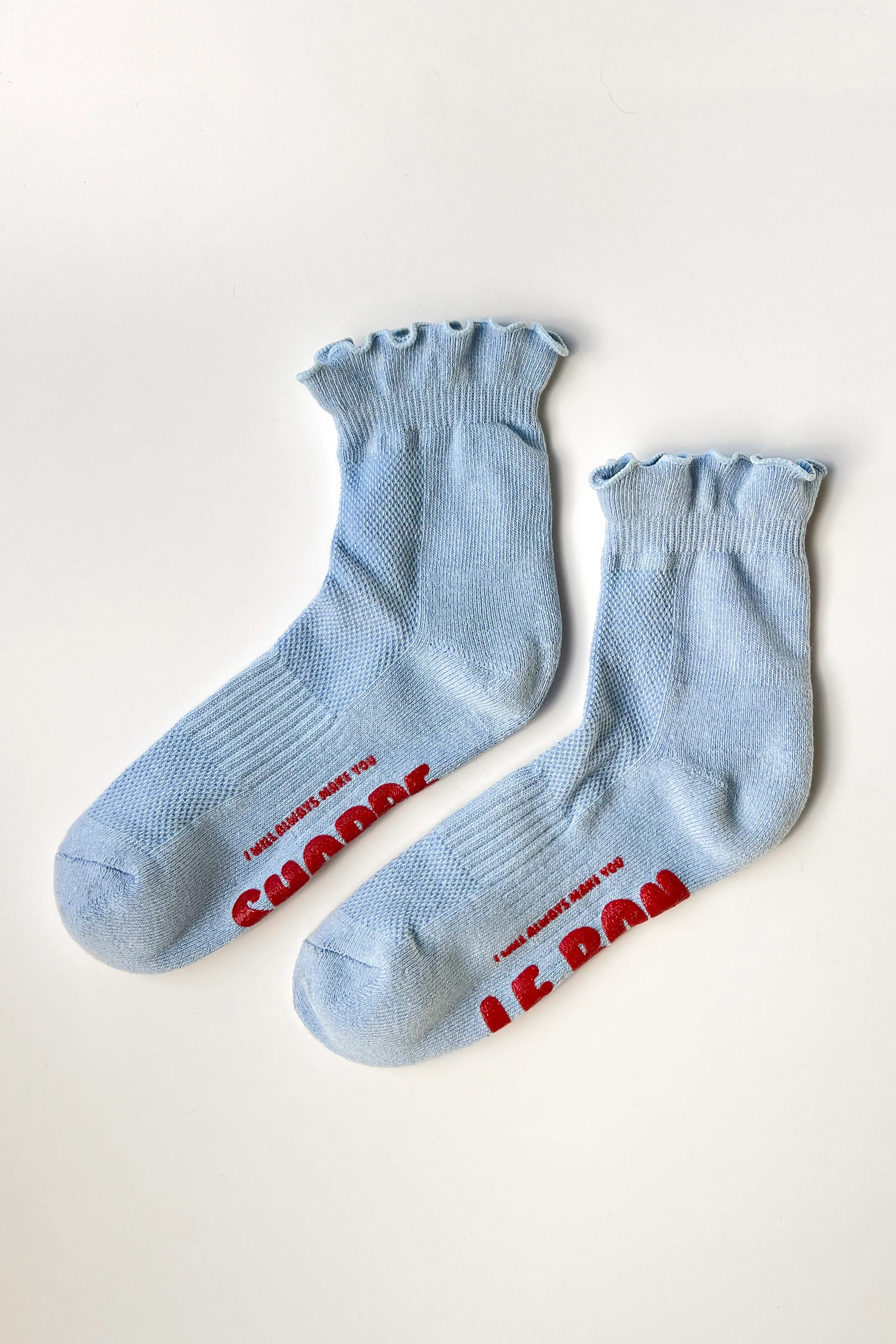 Ruffled Hugger Crew Socks - Periwinkle / Red - Image 6