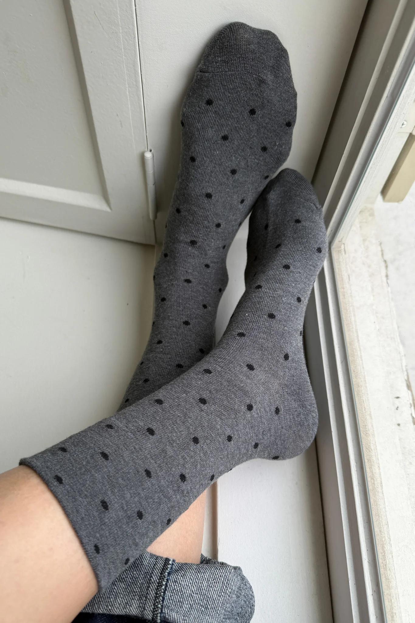 Polka Dot Sneaker Socks - Charcoal / Black - Image 3