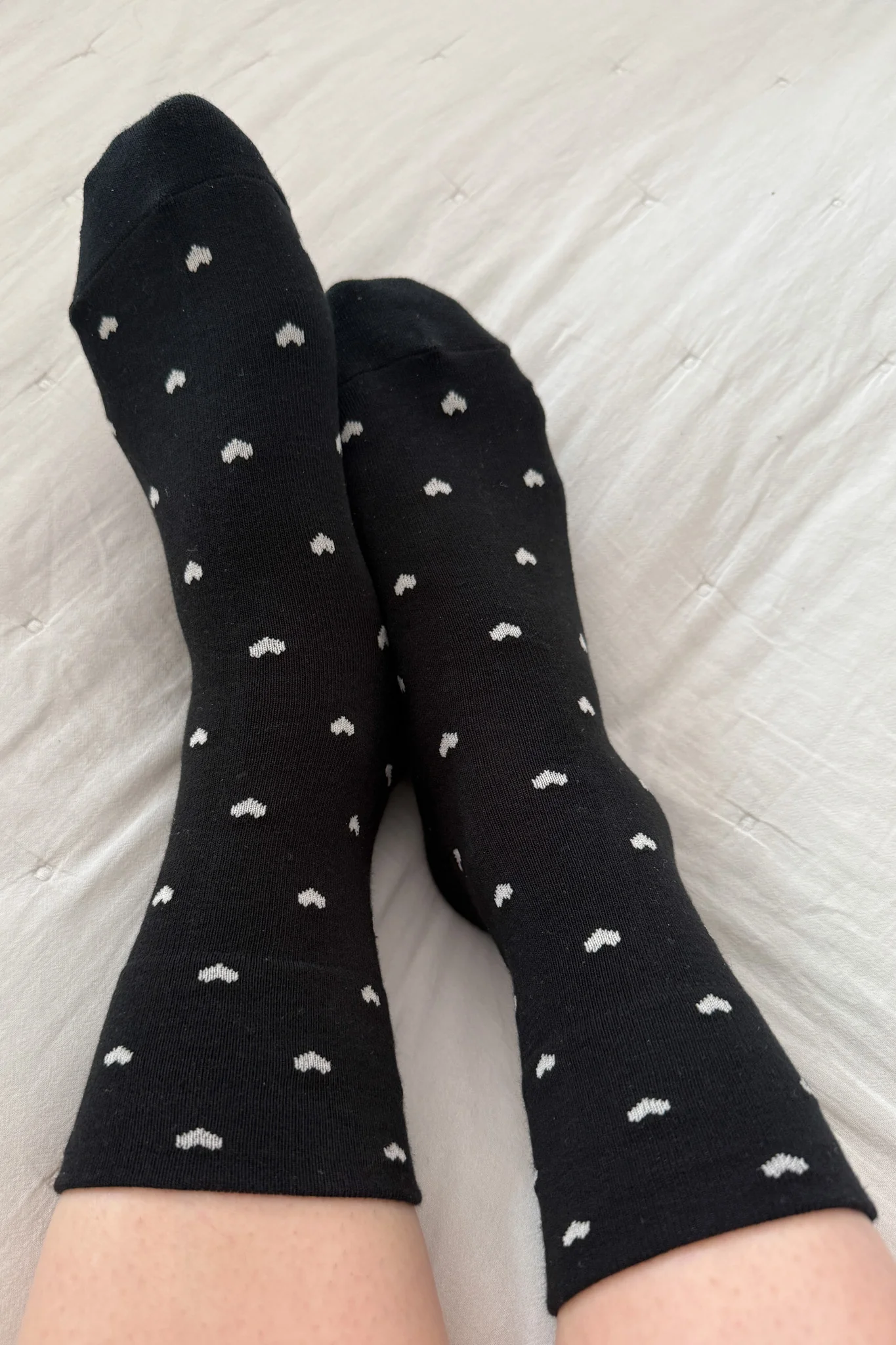 Heart Sneaker Socks - Black / Cream - Image 4