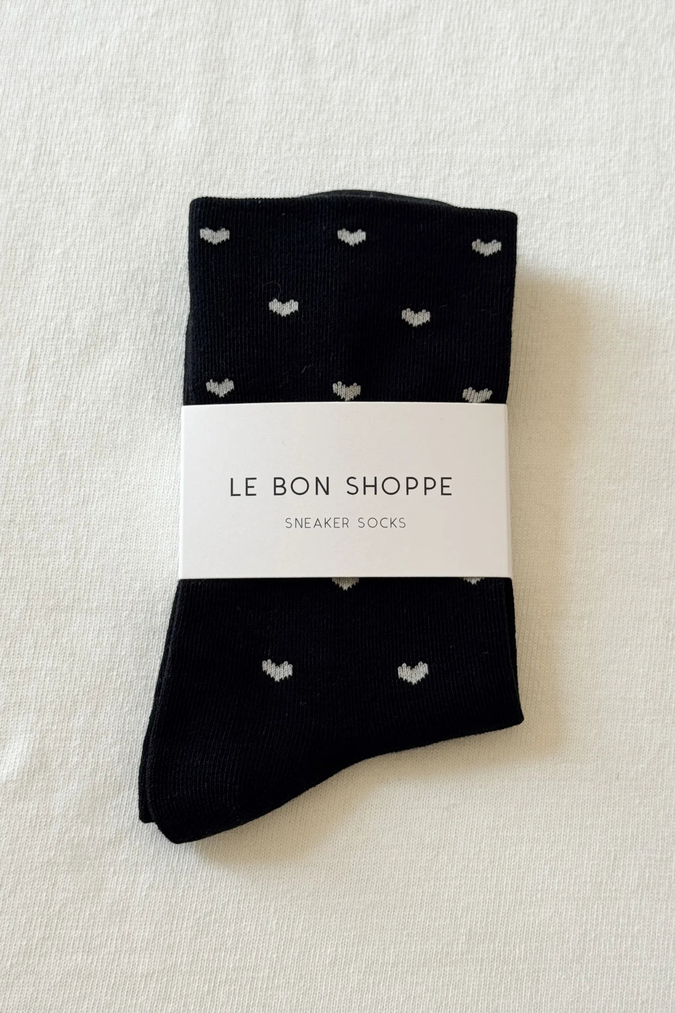 Heart Sneaker Socks - Black / Cream - Image 5