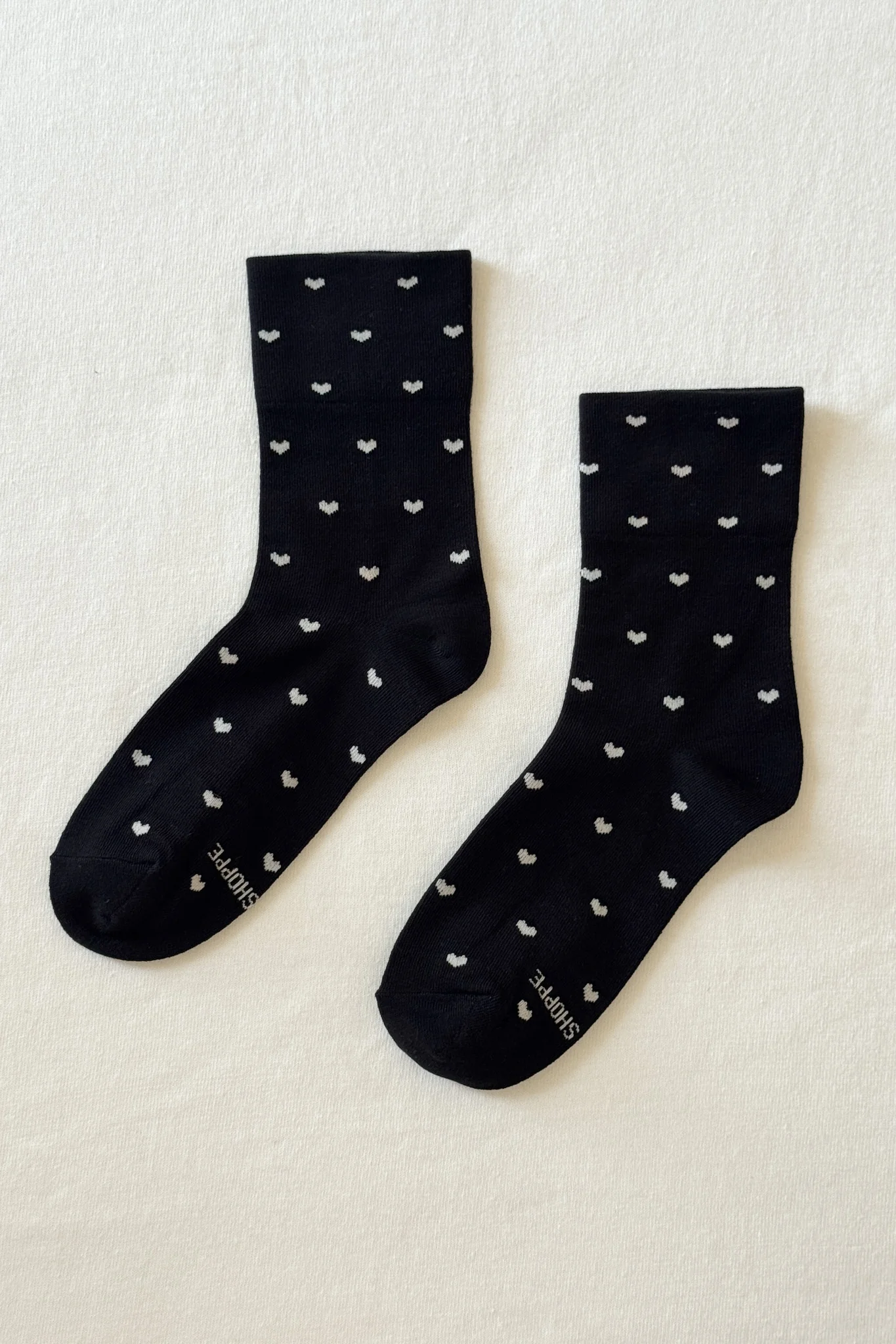 Heart Sneaker Socks - Black / Cream - Image 6