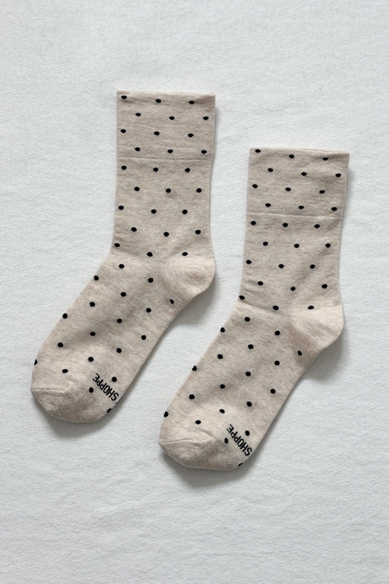 Polka Dot Sneaker Socks - Oatmeal / Black - Image 5