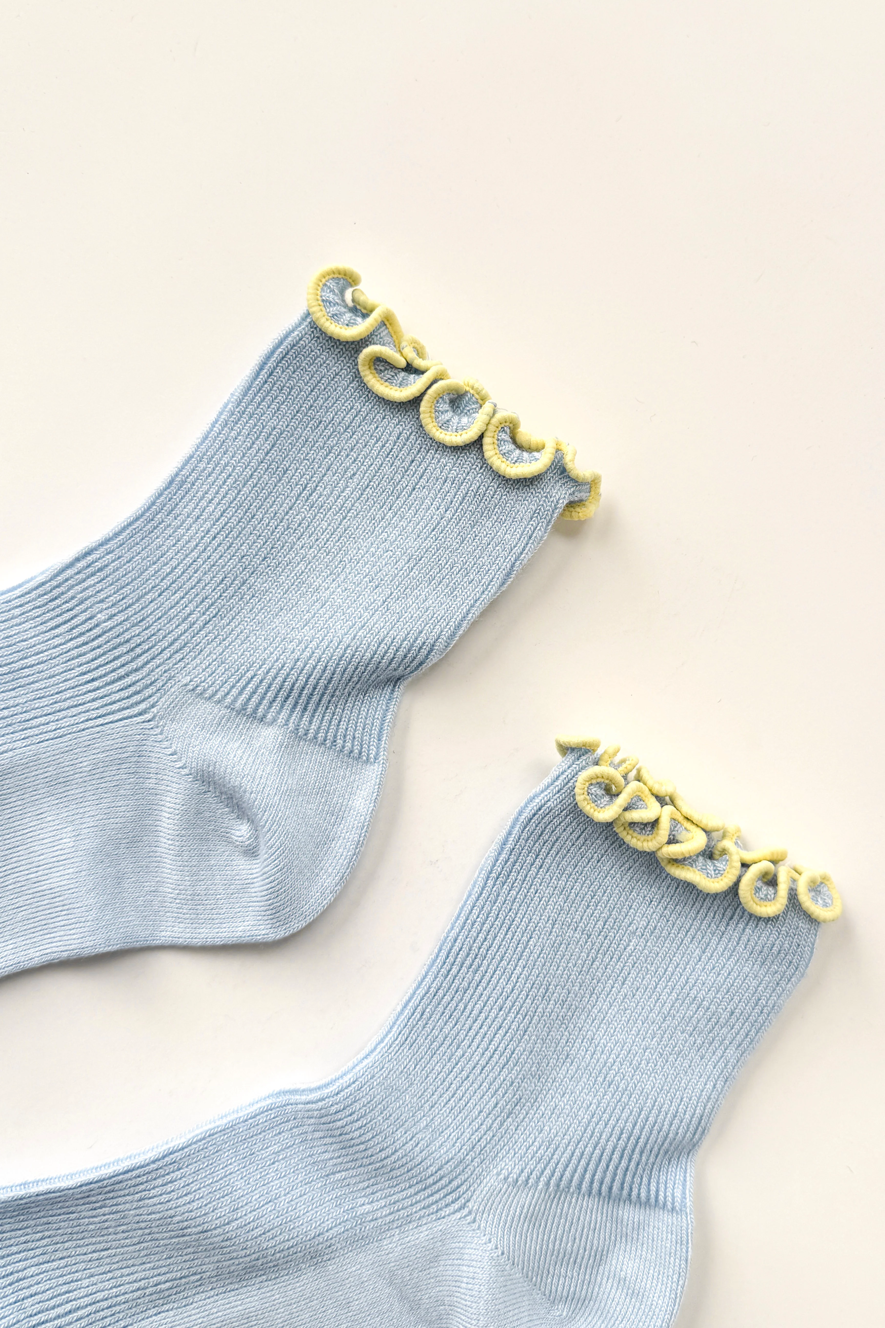 The Petite Ruffled Modal Socks - Baby Blue / Butter - Image 4