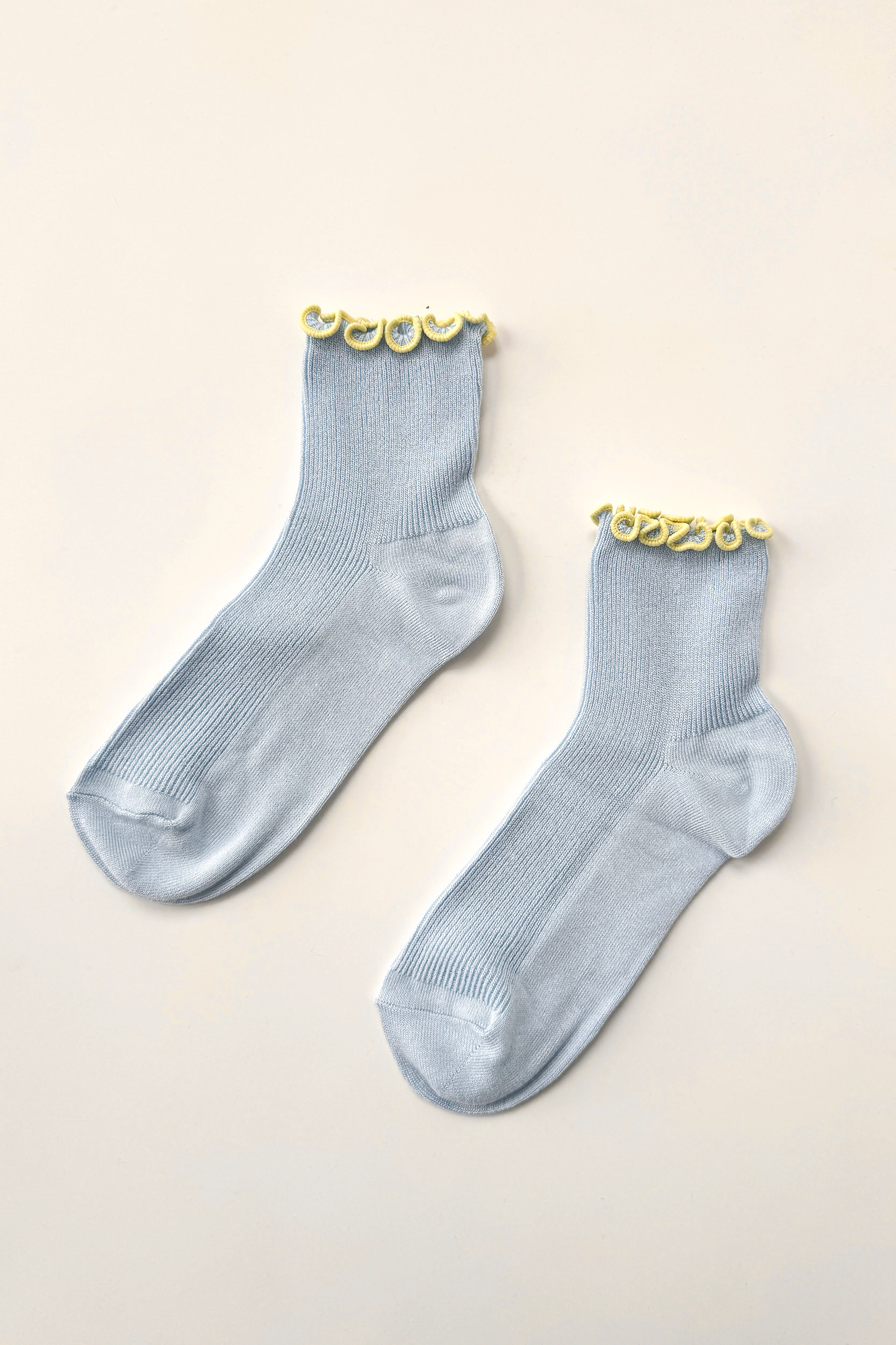 The Petite Ruffled Modal Socks - Baby Blue / Butter - Image 6