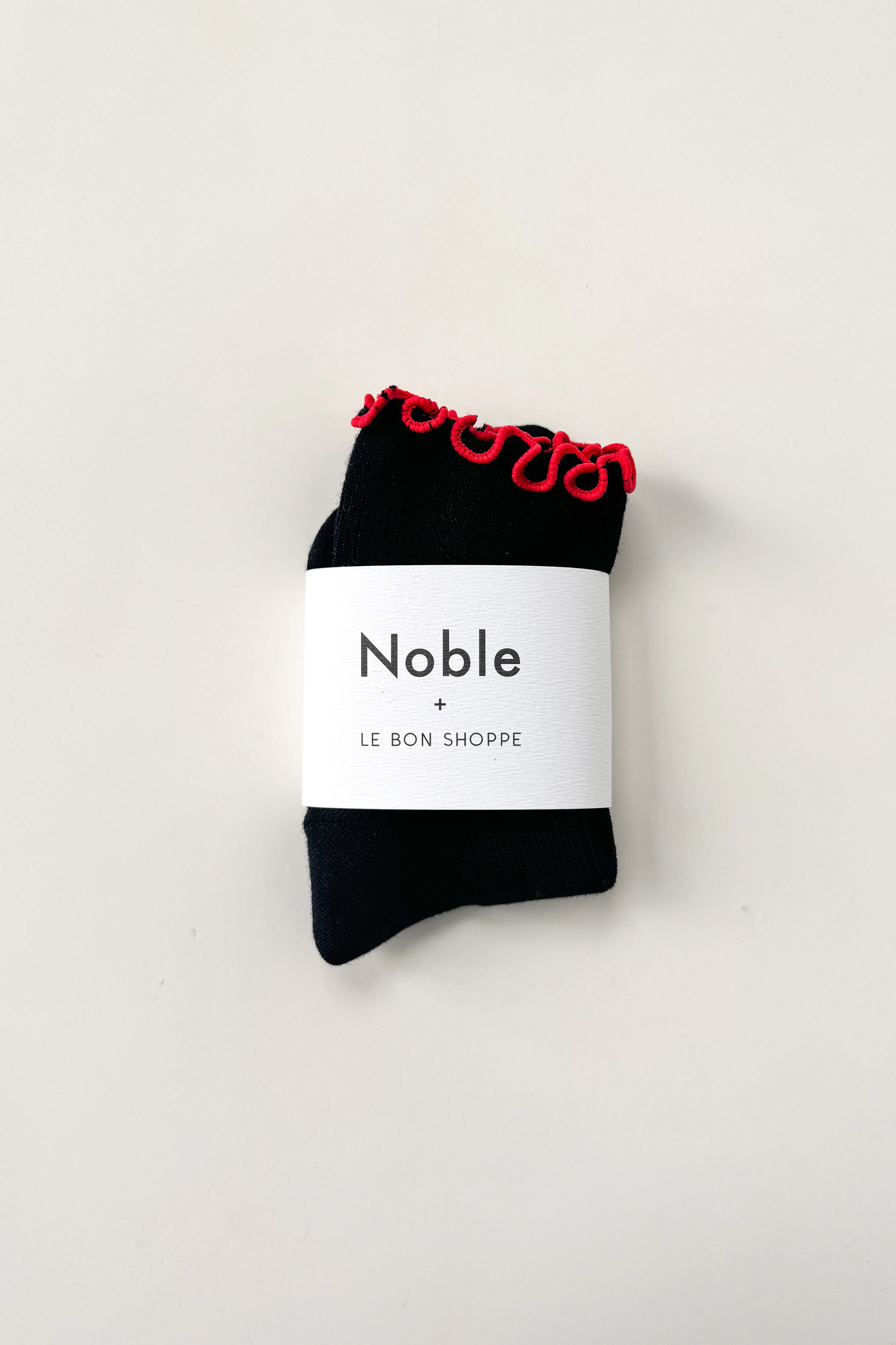 The Petite Ruffled Modal Socks - Black / Red - Image 5
